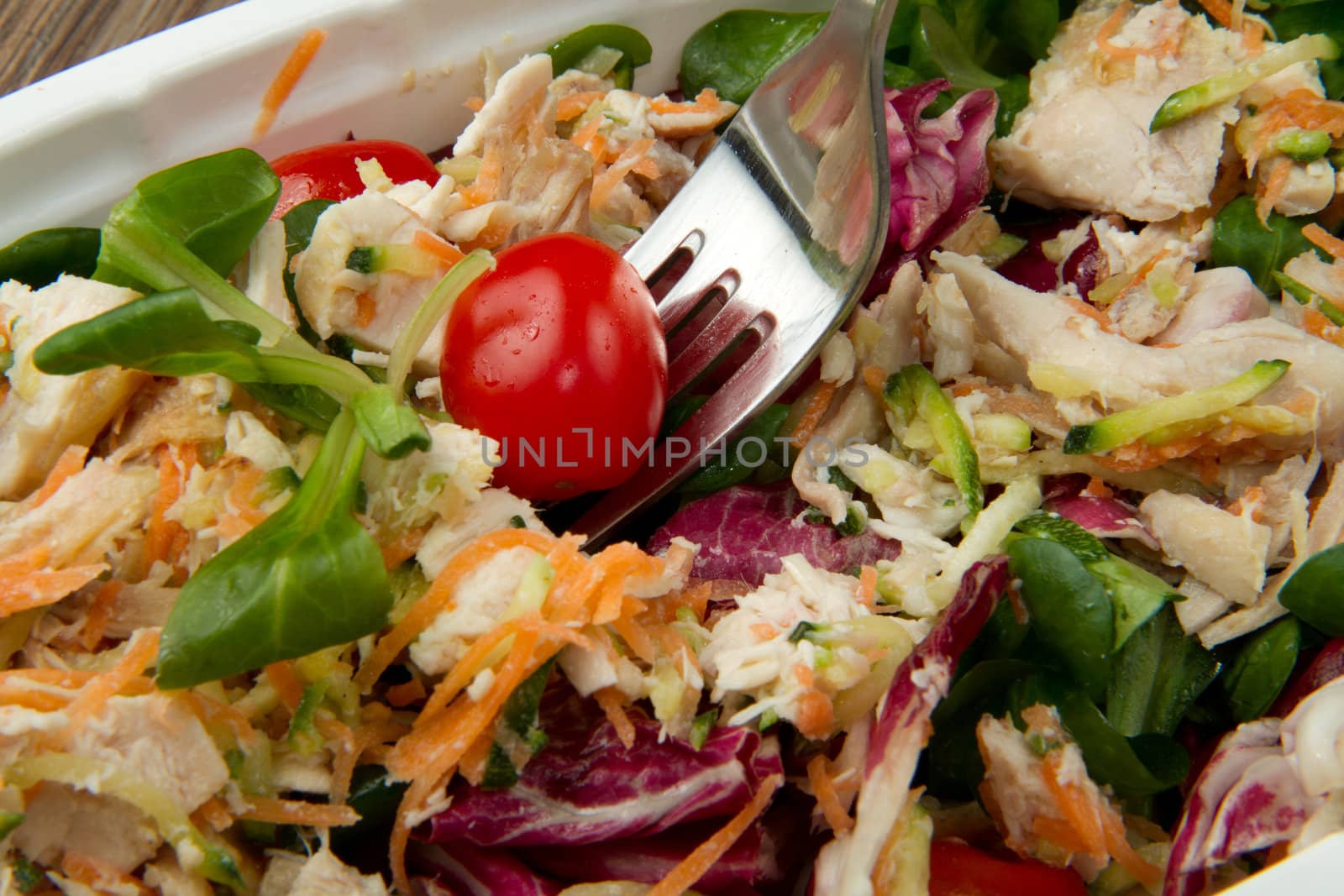 fresh salad with grilled chicken