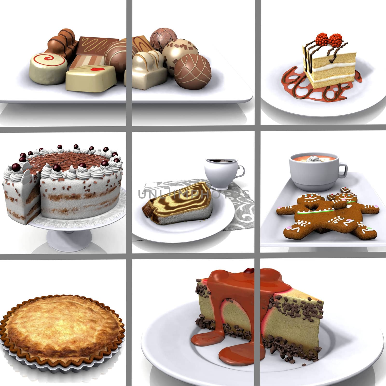 composition  of images of cake