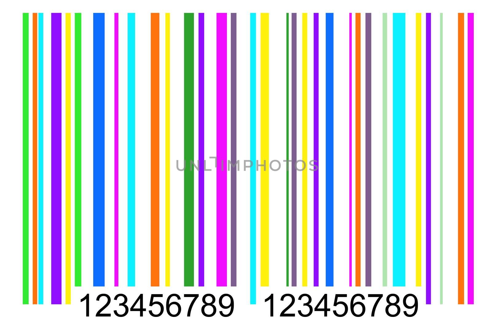 front view of simple colored barcode, tag for products