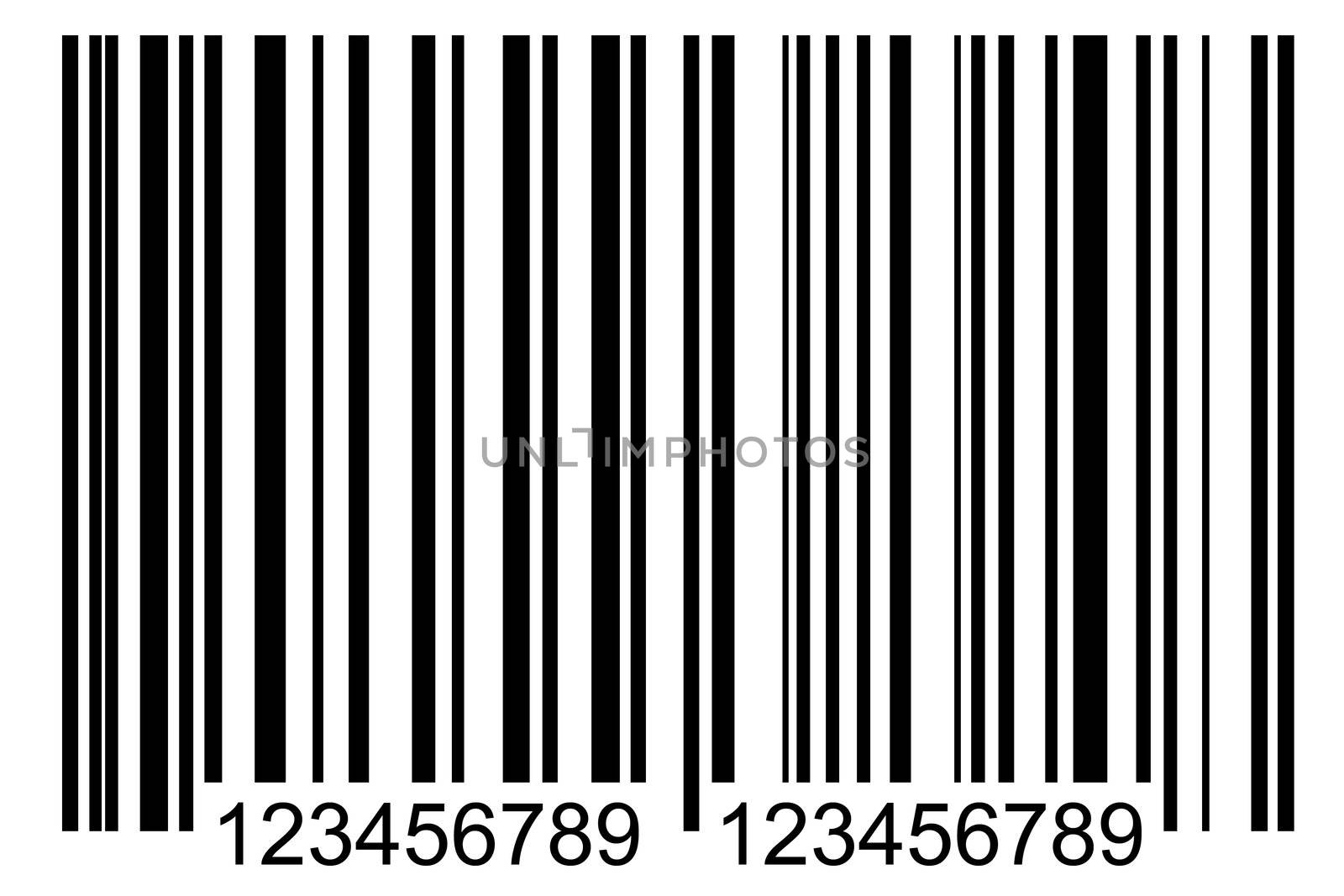 front view of simple black barcode, tag for products