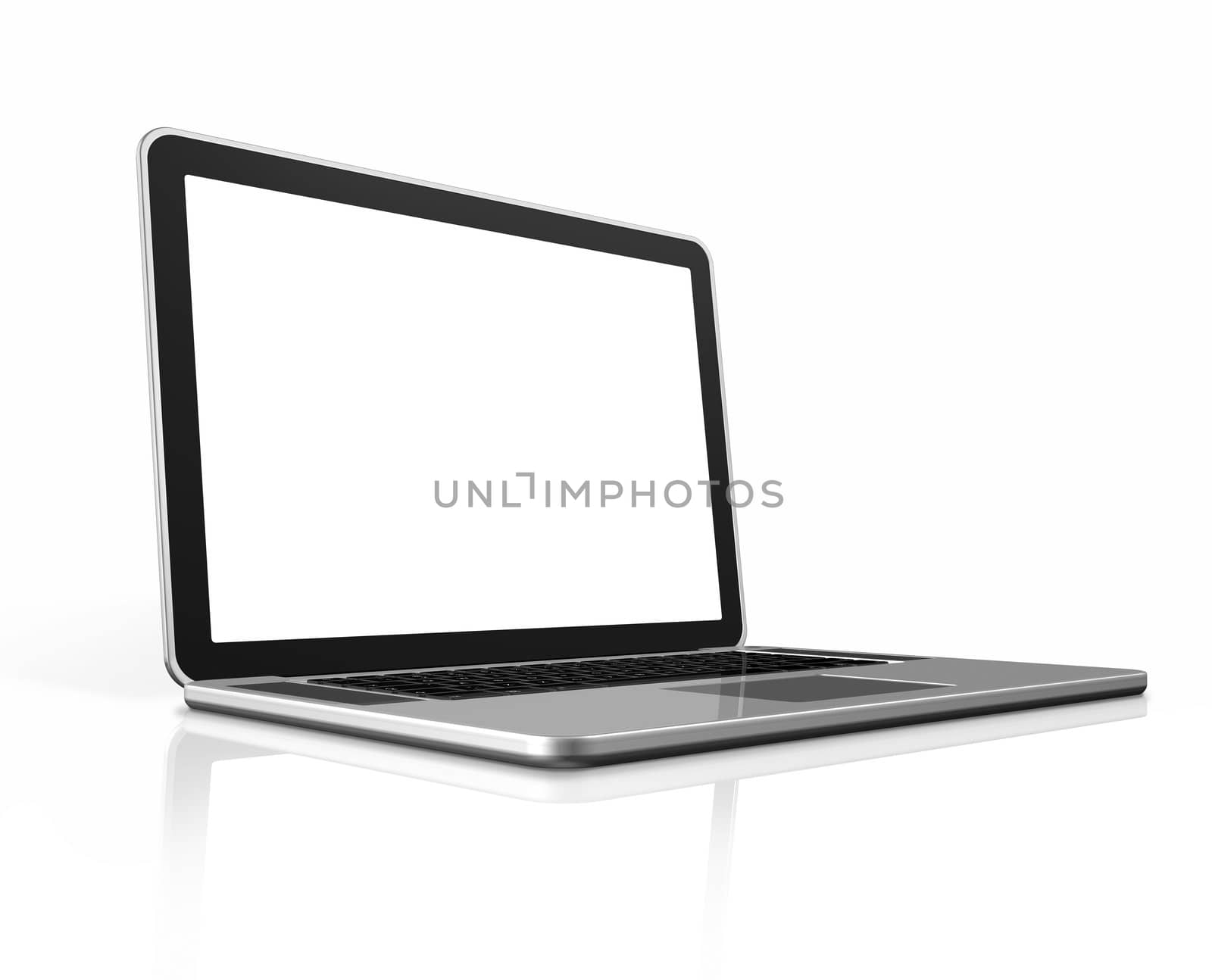3D blank laptop computer isolated on white with clipping path