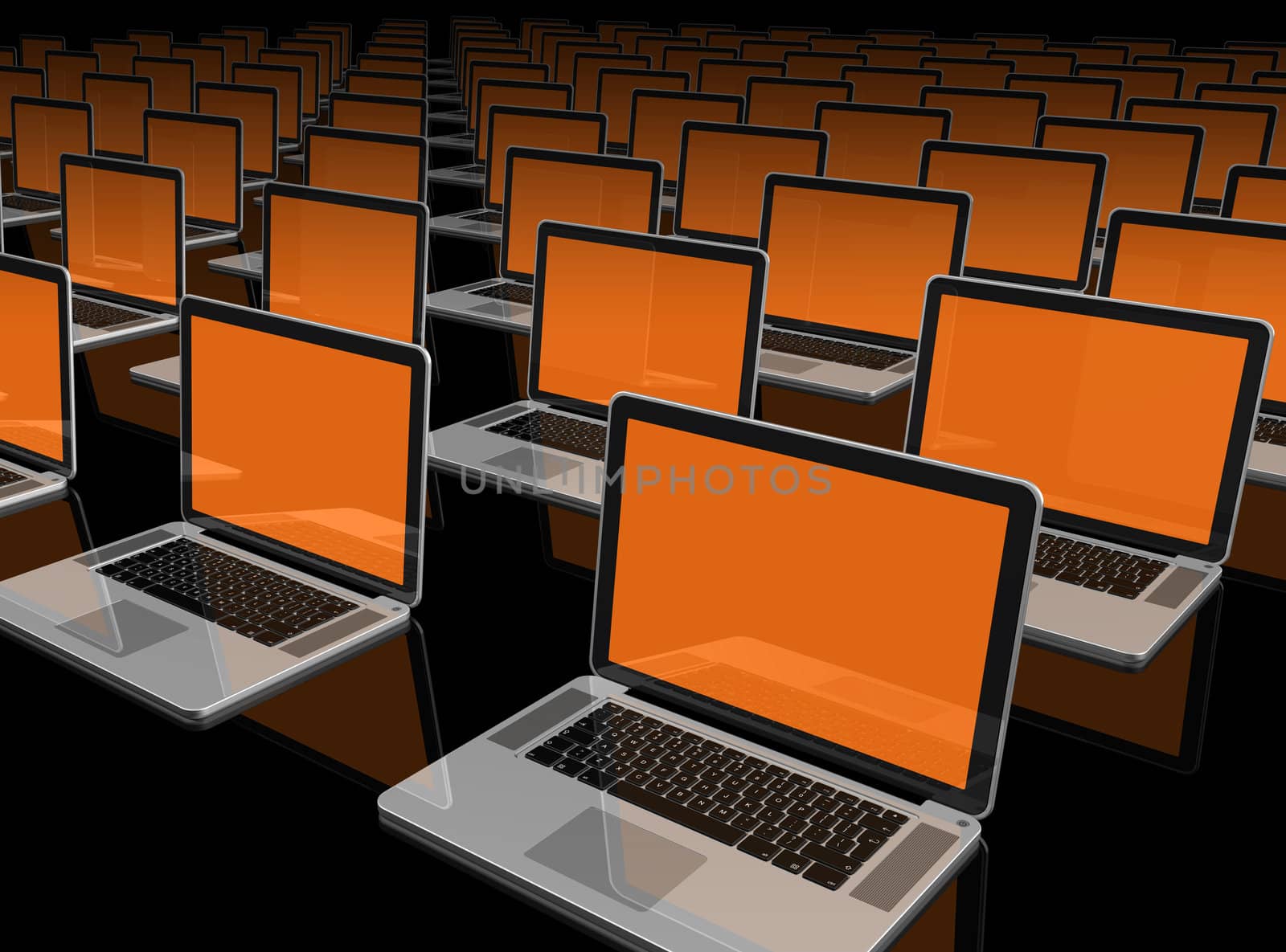 3D laptop computers isolated on black