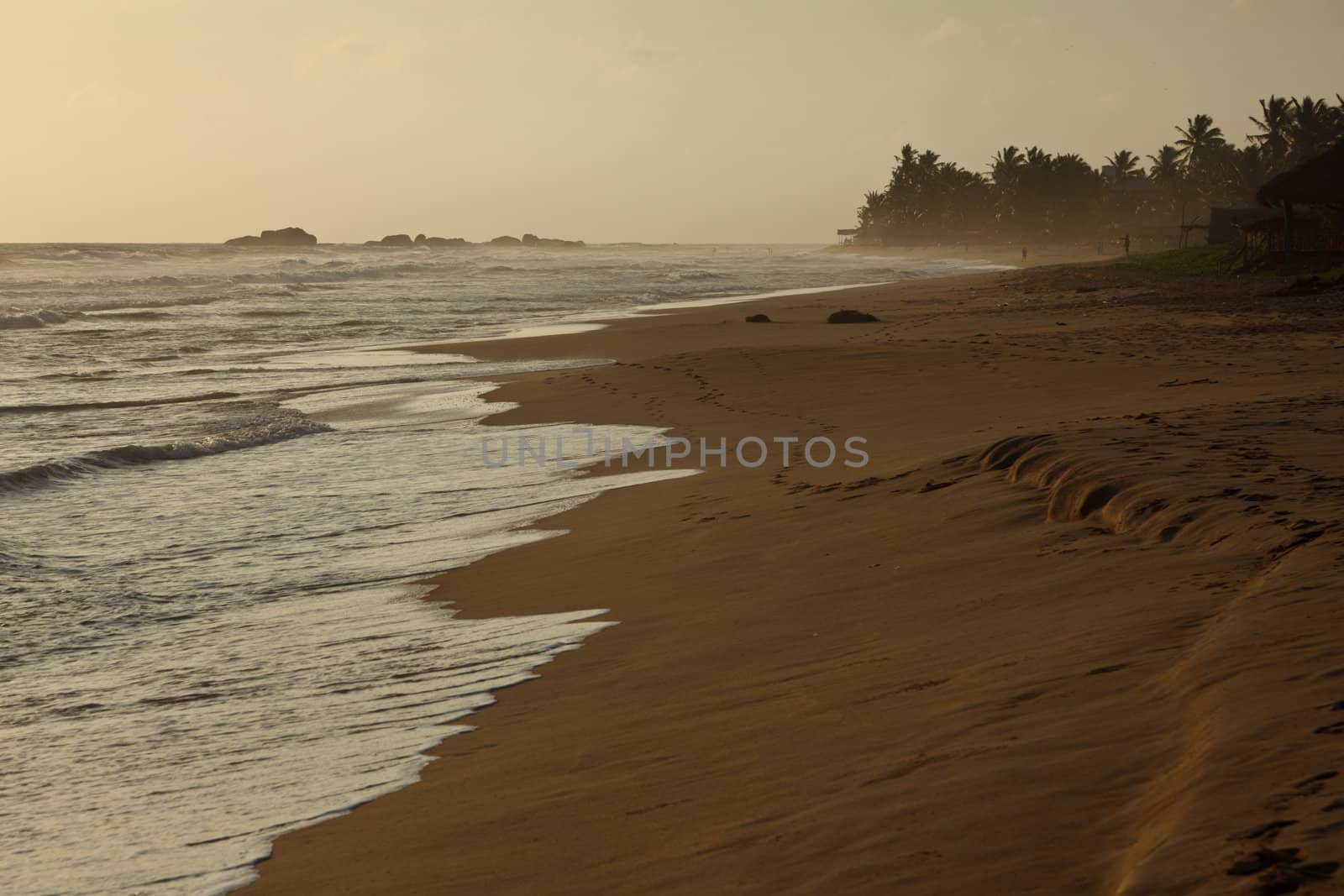 Tropical sunset on ocean. Sri Lanka