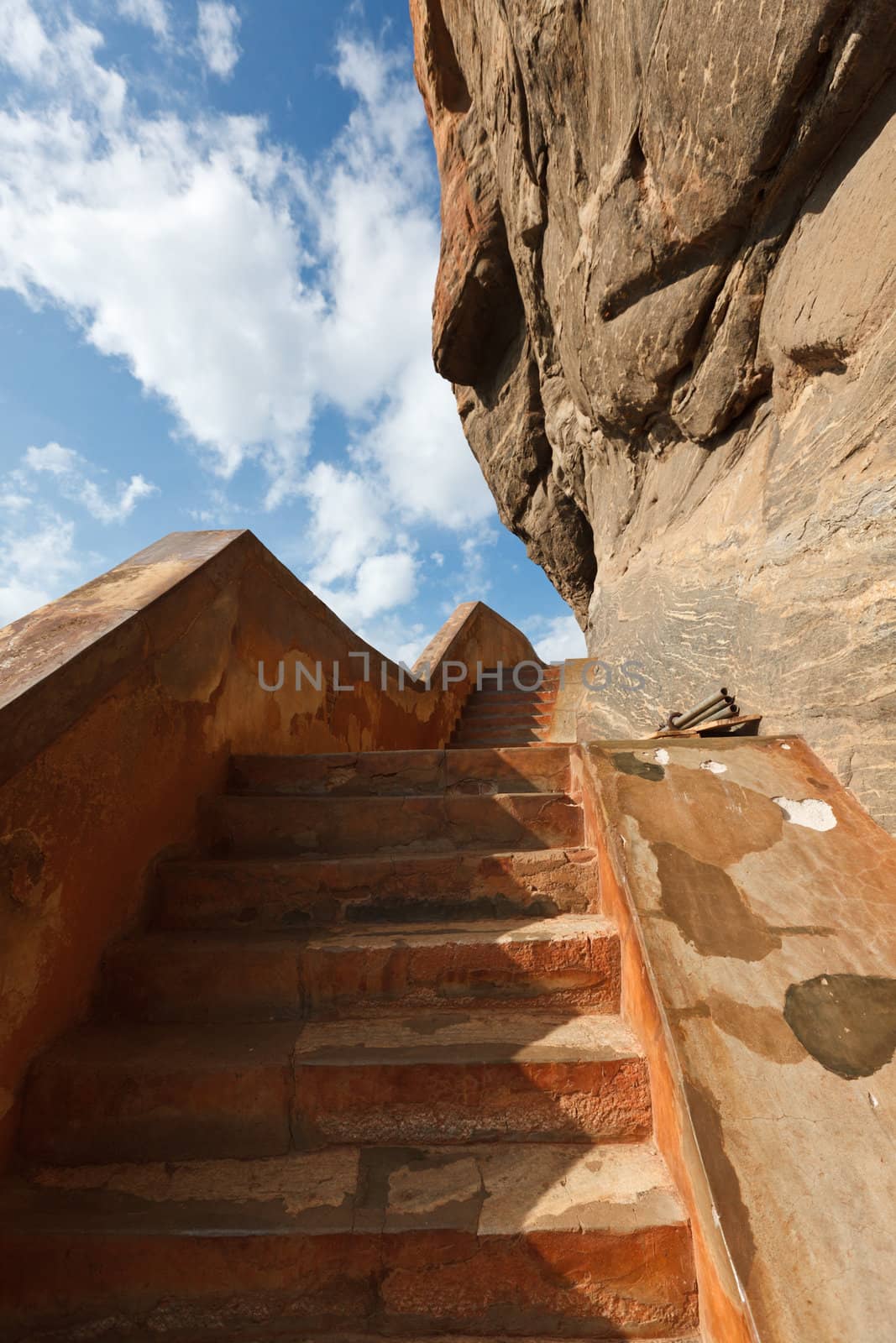 Stairway at Sigiriya rock. Sri Lanka