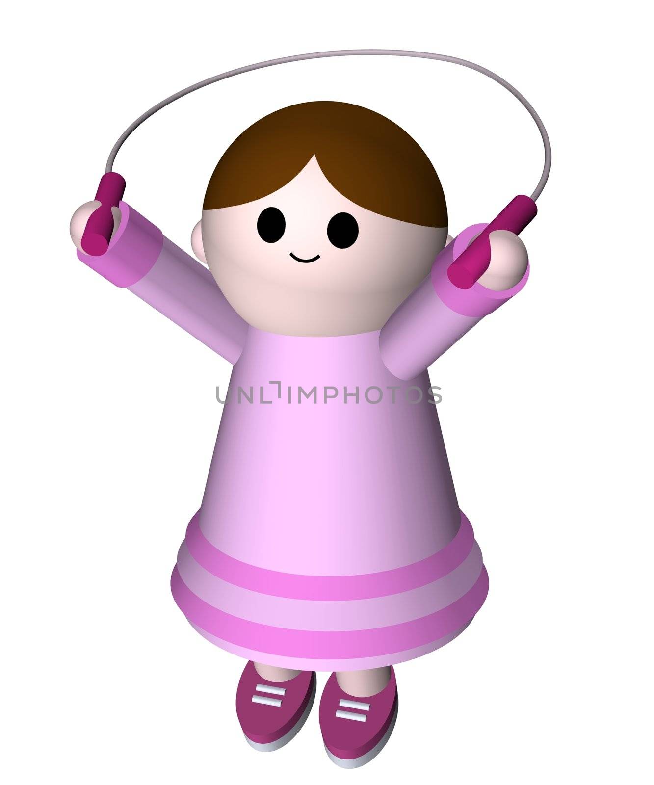 Illustration of a girl playing with a skipping rope