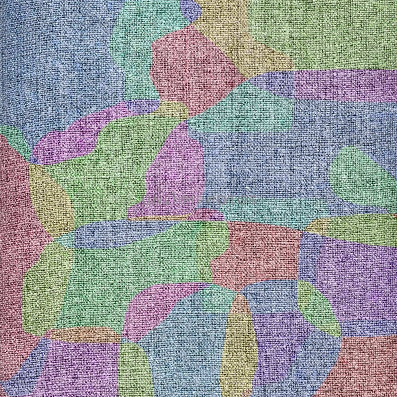 Abstract backgrounds, colour stains on a linen canvas