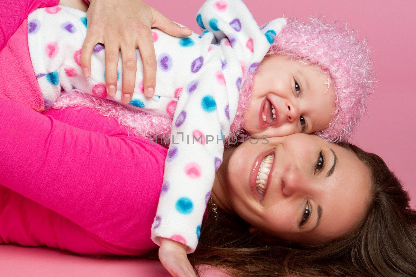 Happy smiling mother and child