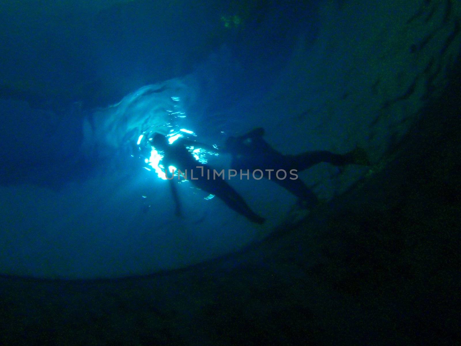 Underwater scene, training of freedivers