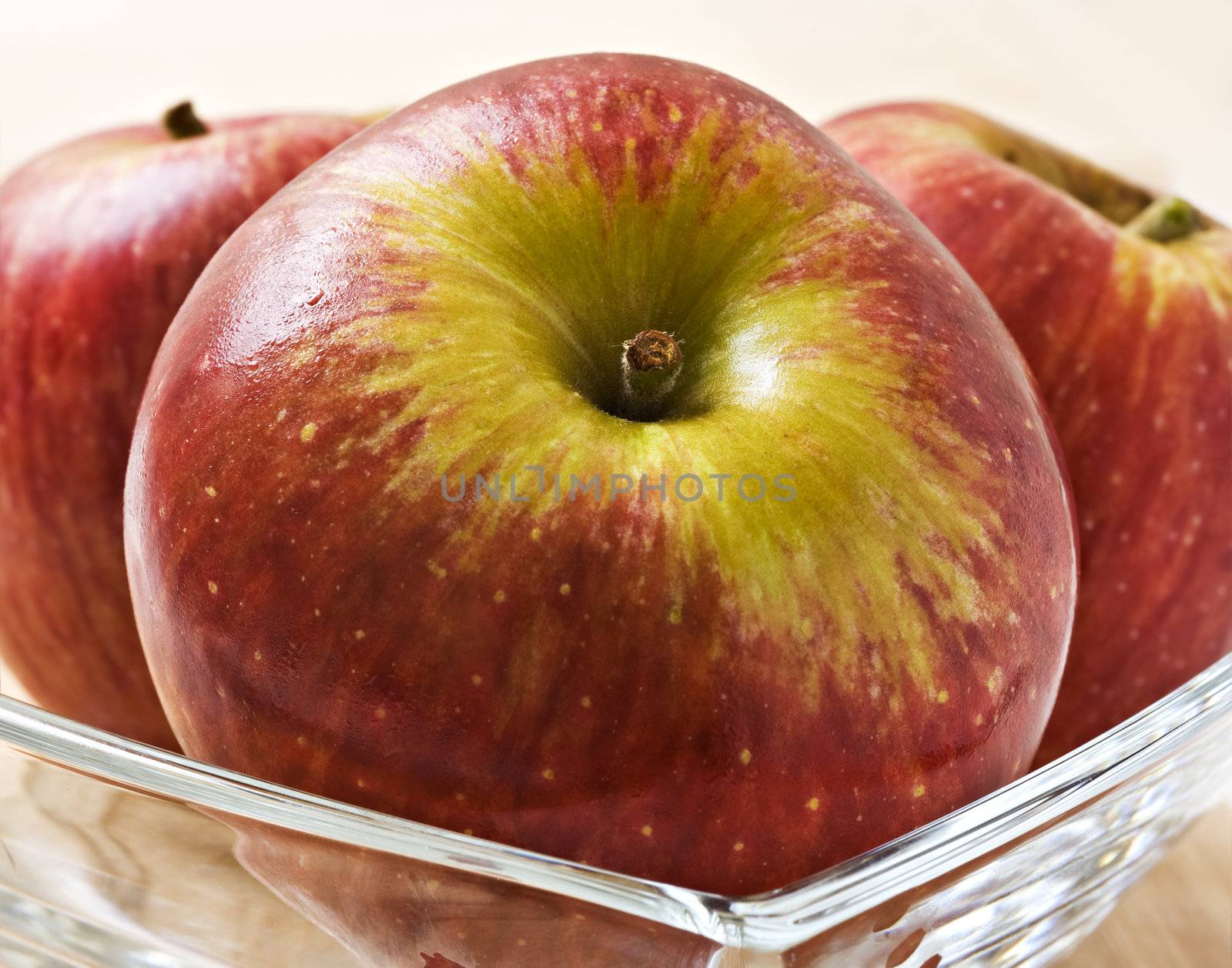 Fresh red apples - close up with very shallow depth of field