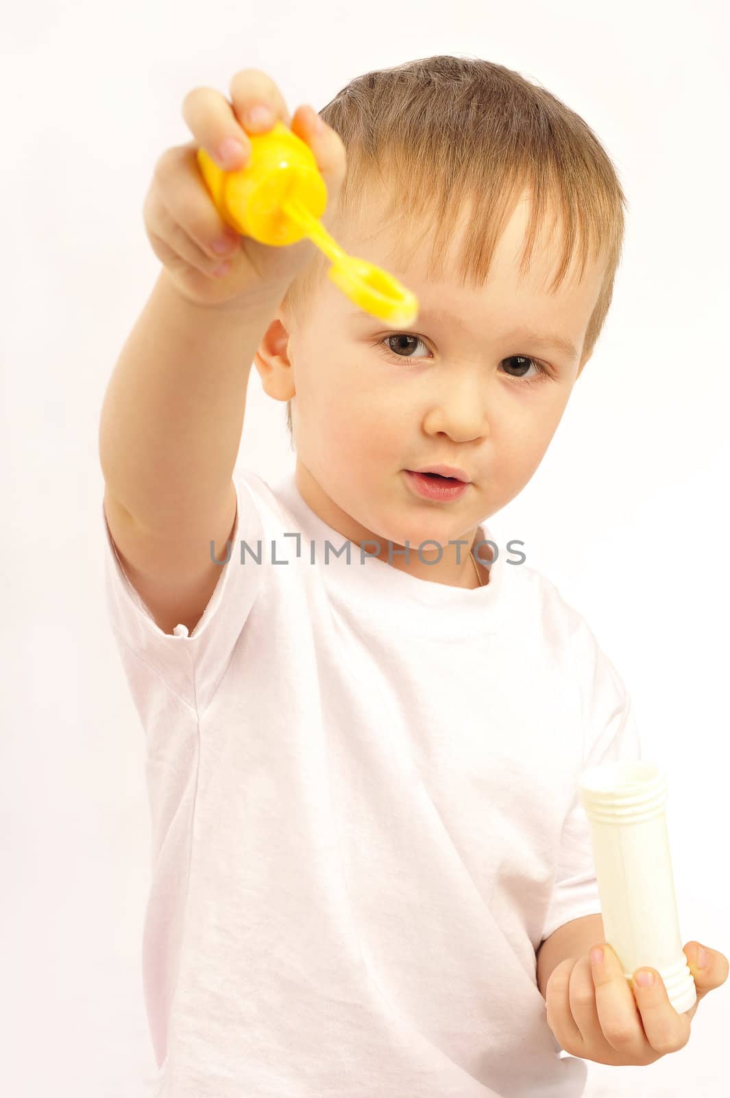 portrait of a little boy isolated on white