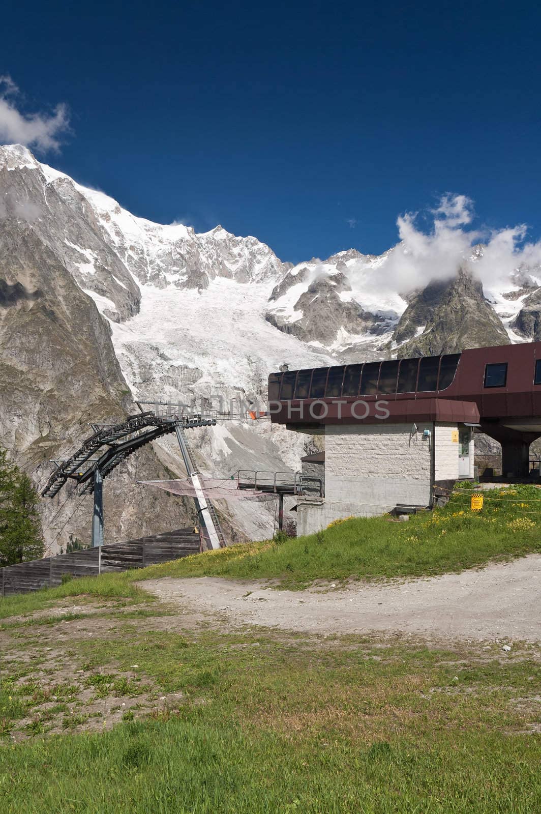 summer view of  Mont Blanc massif from Mont Chetif, Courmayeur, Italy