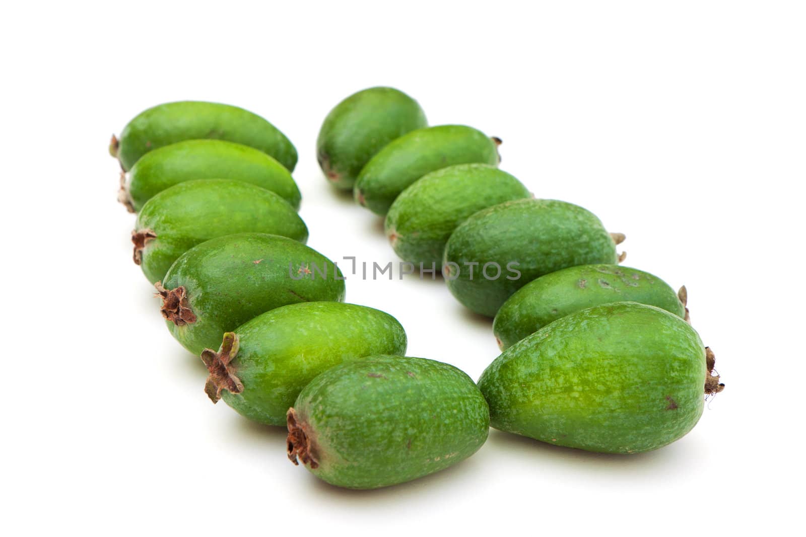 photo of feijoa, close-up, on white background