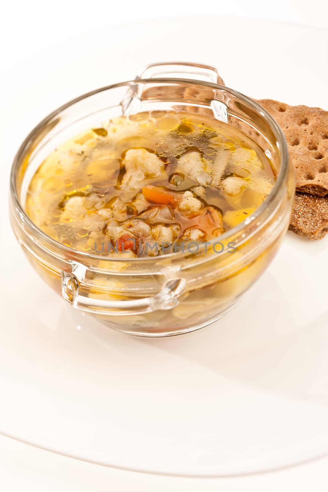 food series: fresh summer vegetable soup with crusty bread