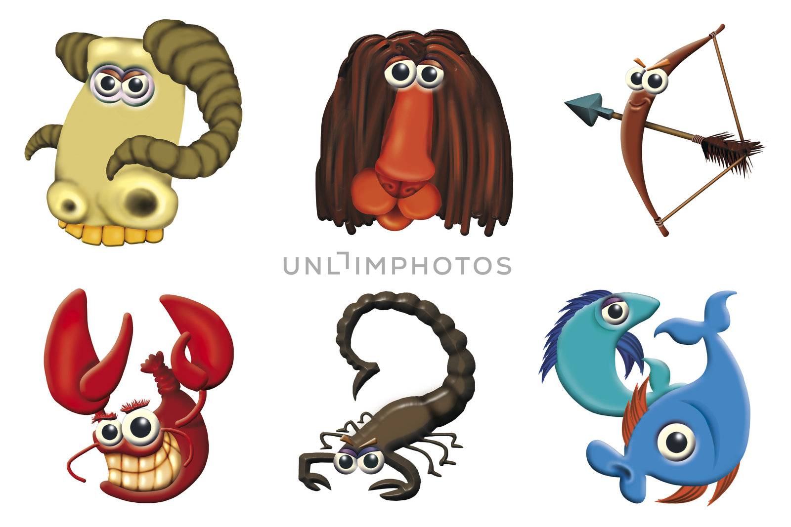 illustration of fire and water zodiac signs