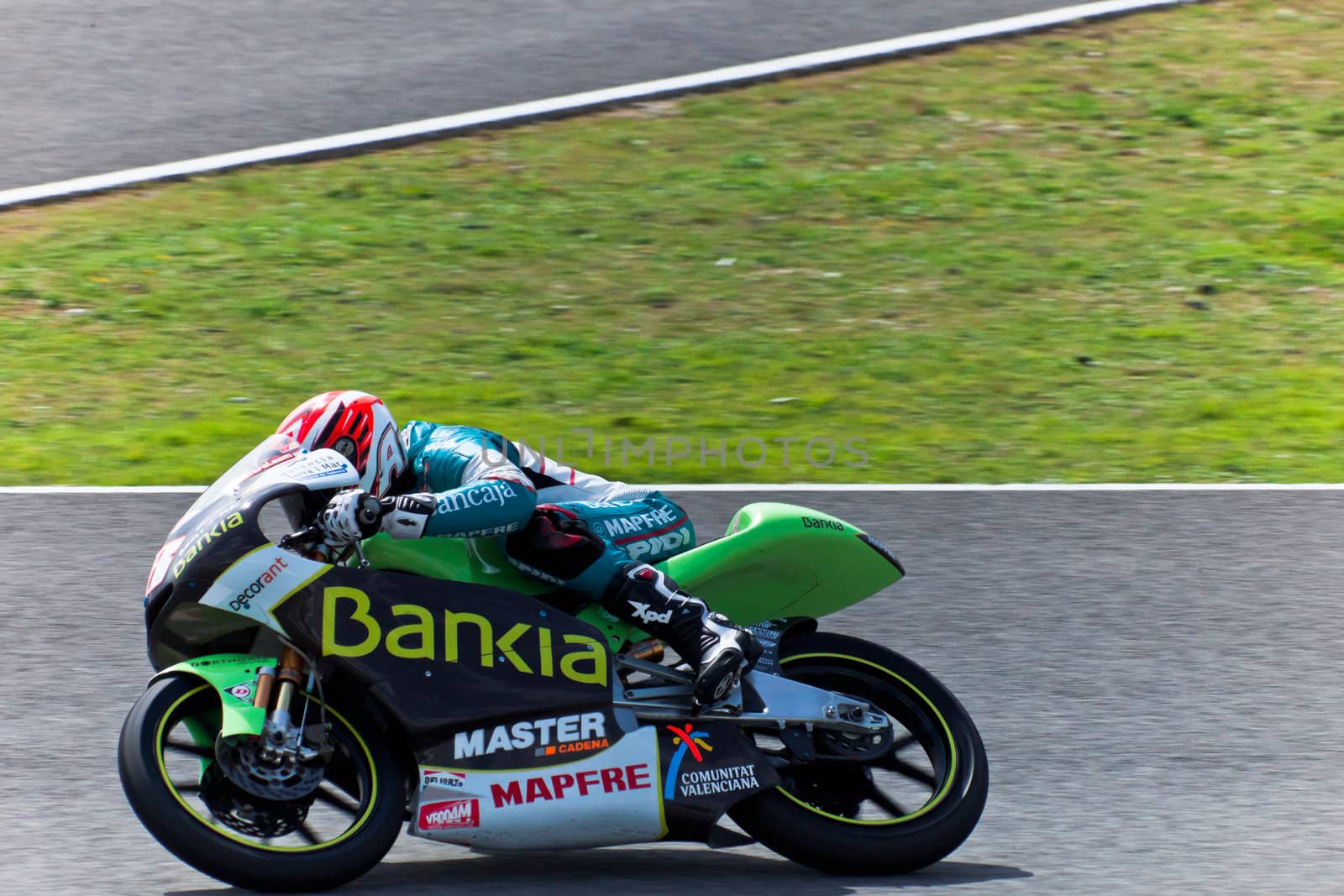 JEREZ DE LA FRONTERA, SPAIN - MAR 5: Moto2 motorcyclist Nico Terol races in the MotoGP Official Trainnig on Mar 5, 2011 in Jerez de la Frontera, Spain