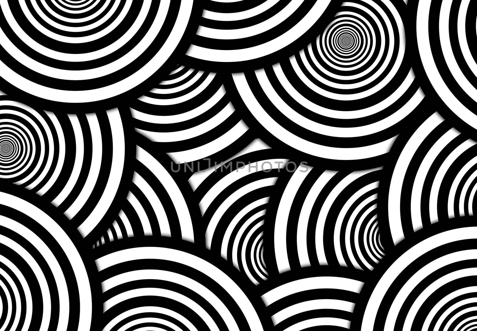 Abstract background made of large black and white rings