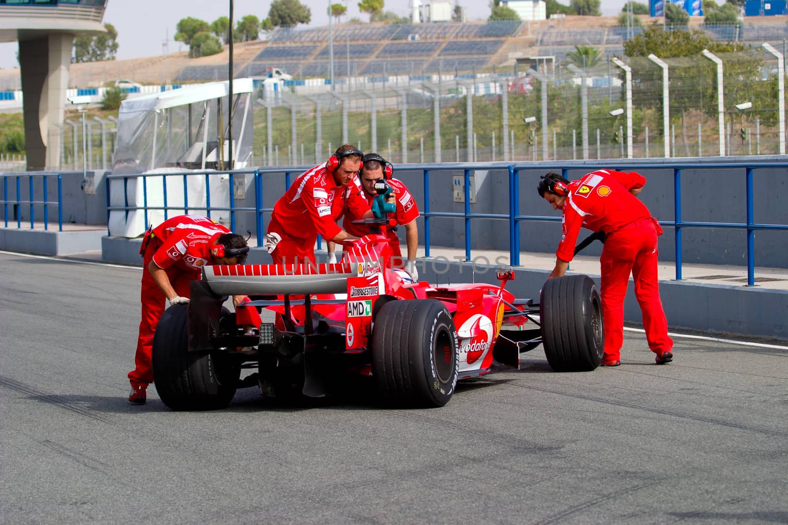 JEREZ DE LA FRONTERA, SPAIN - OCT 10: Marc Gene of Scuderia Ferrari F1 enters the pits on training session on October 10, 2006 in Jerez de la Frontera, Spain