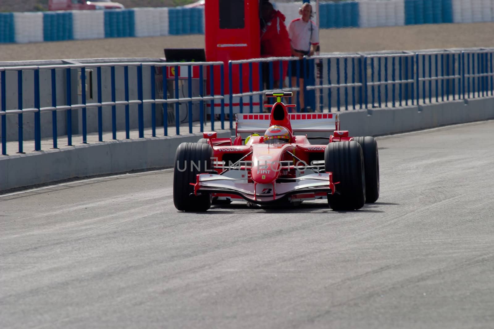 JEREZ DE LA FRONTERA, SPAIN -  OCT 10: Luca Badoer of Scuderia Ferrari F1 leaving the pits on a training session on October 10 , 2006  in Jerez de la Frontera , Spain