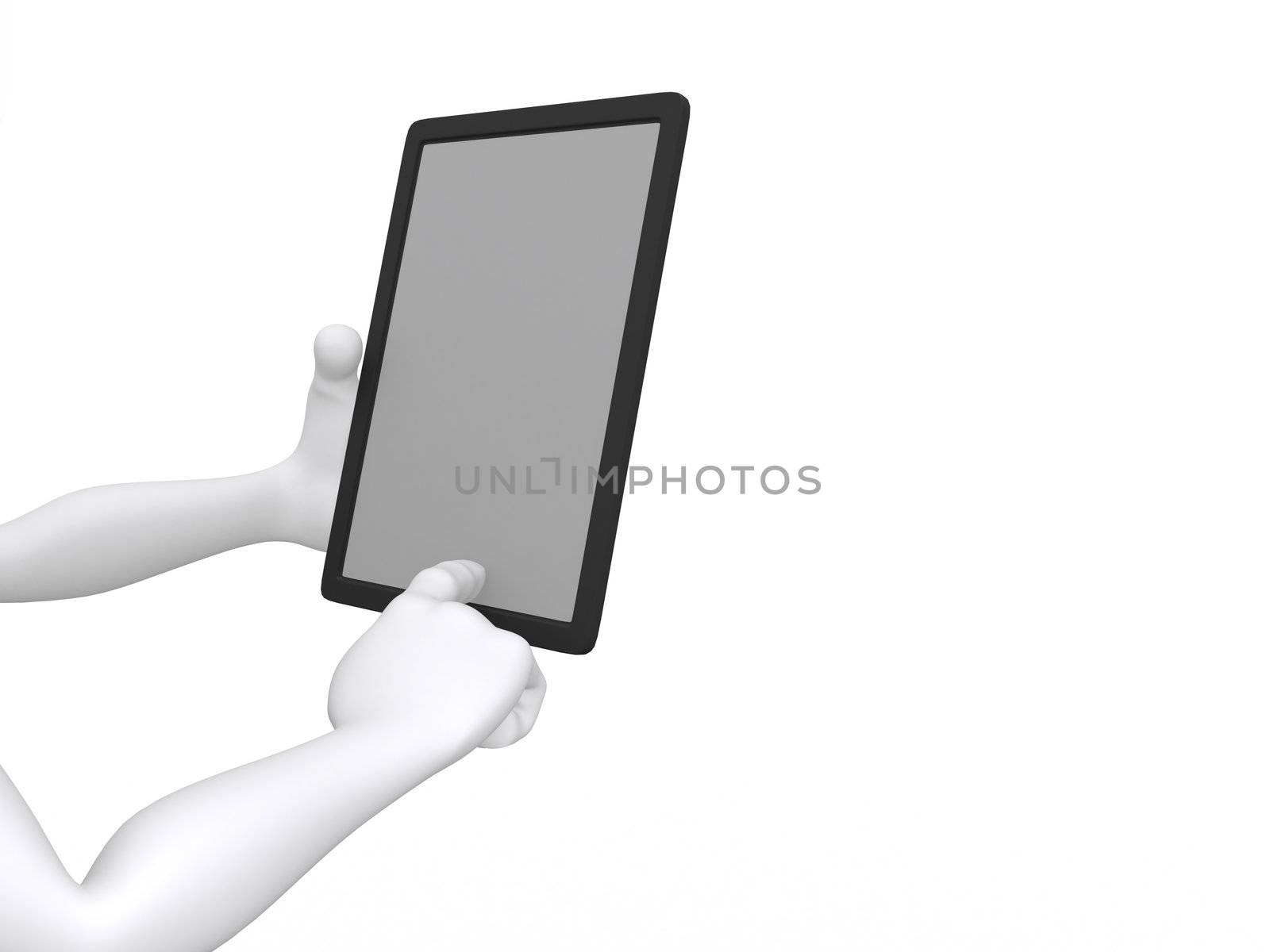 businessman working on tablet - 3d illustration