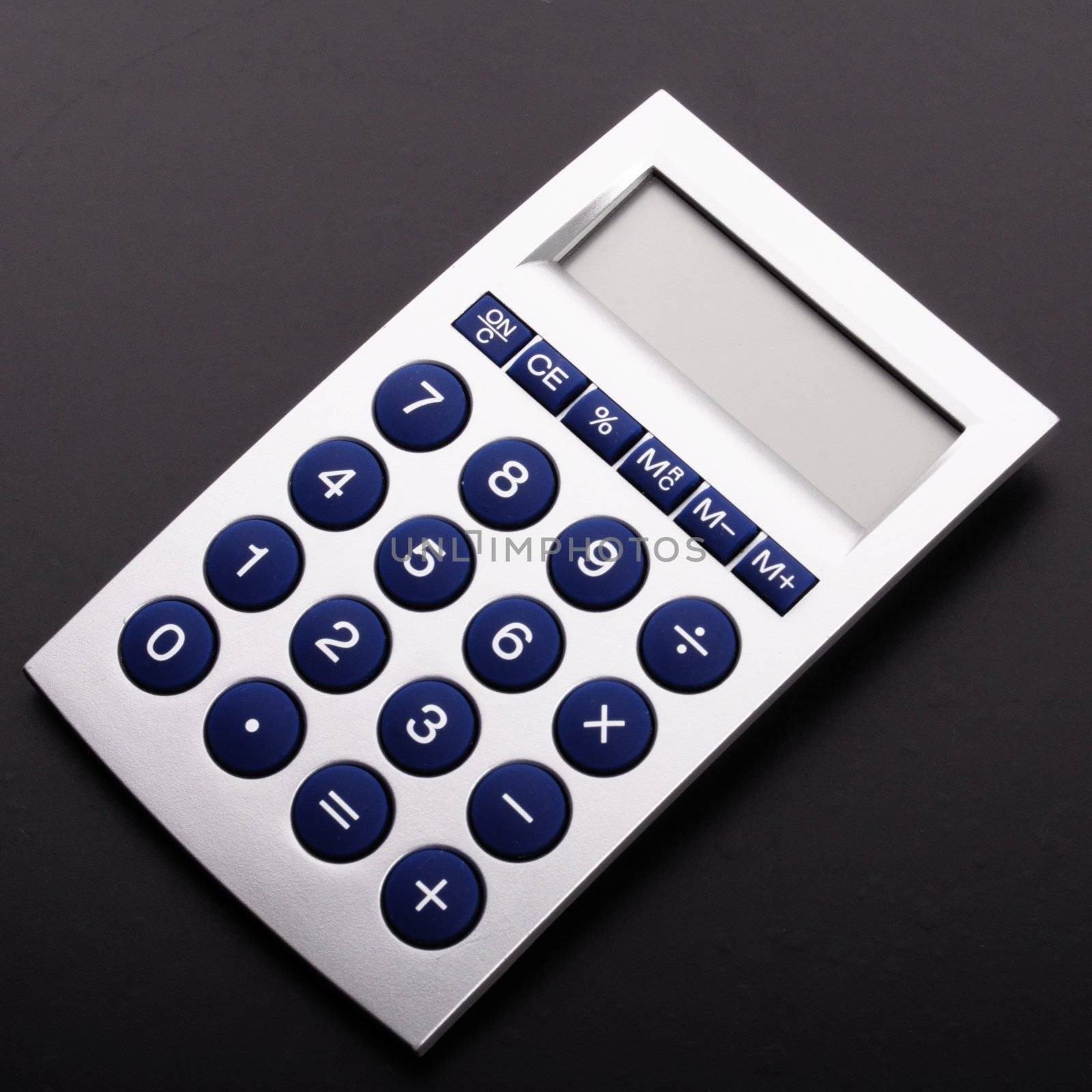 calculator with blank and empty copyspace display