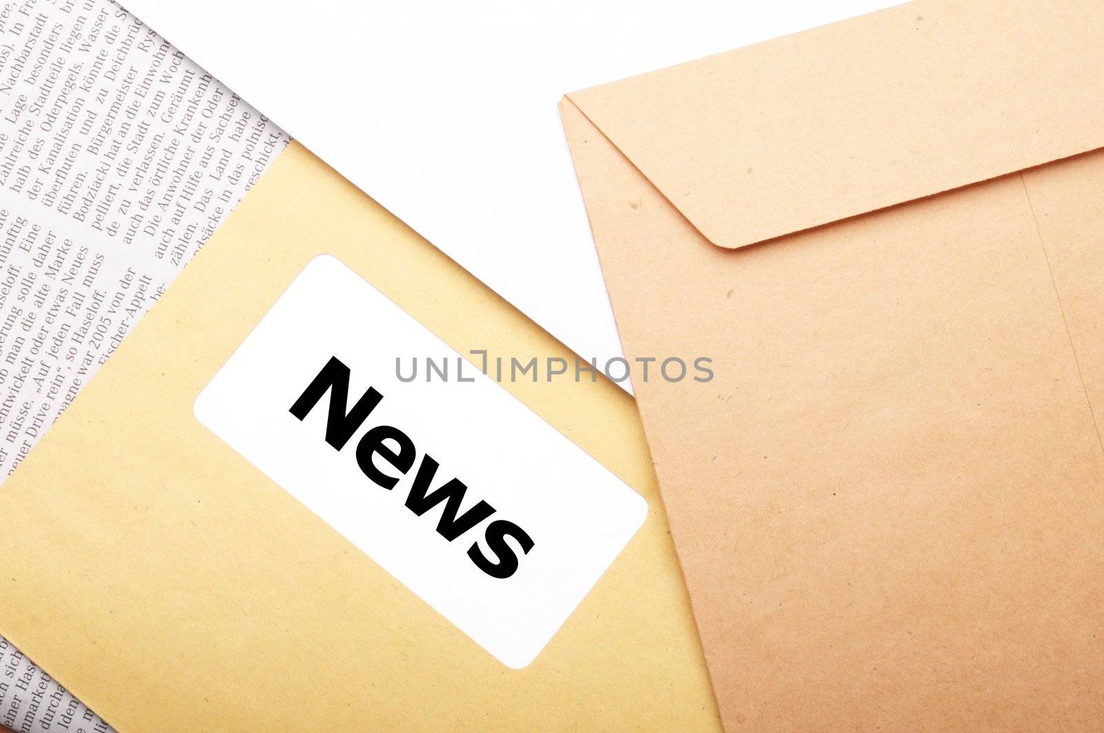 new or newsletter concept with envelope and word