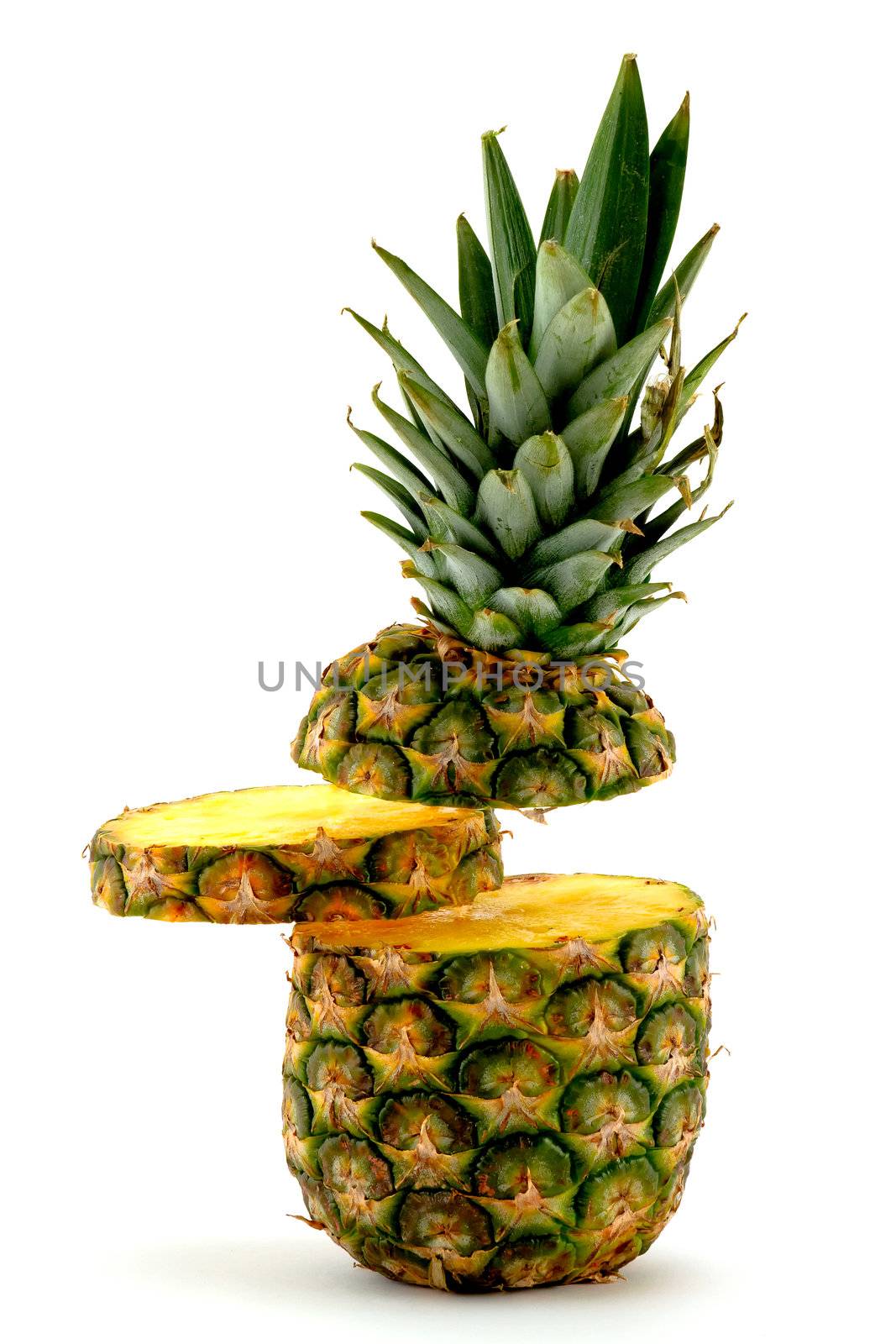 Pineapple and slice on white background by lavsen