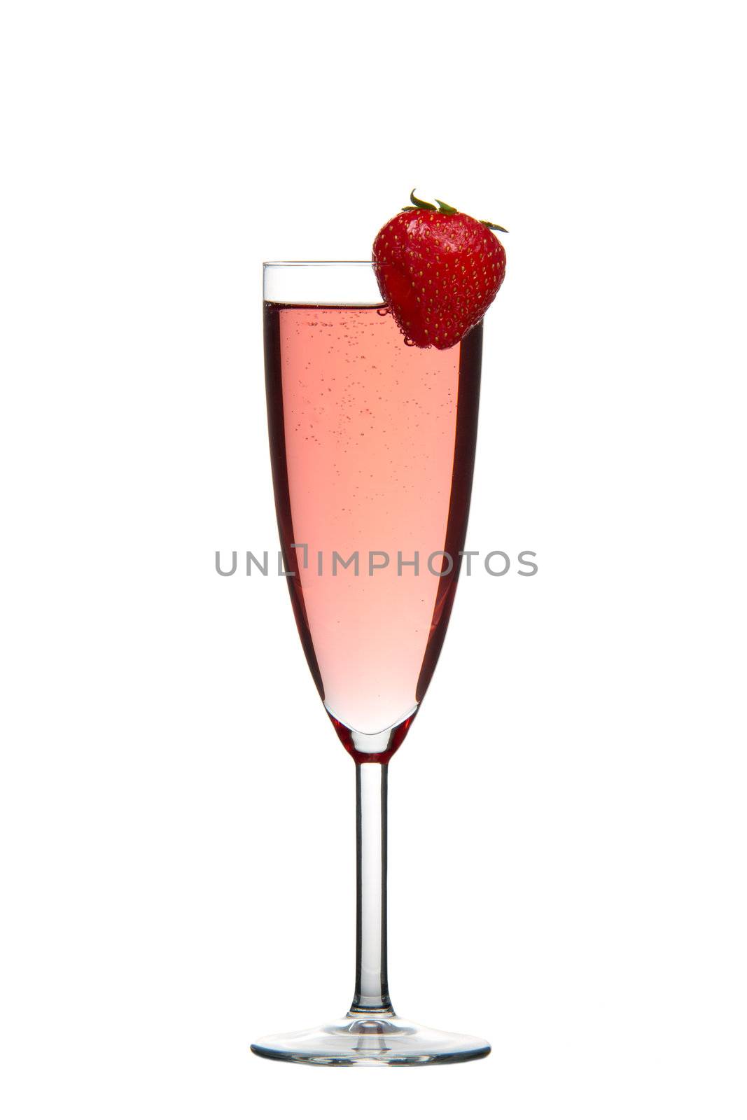 Red champagne drink with Strawberry isolated by lavsen