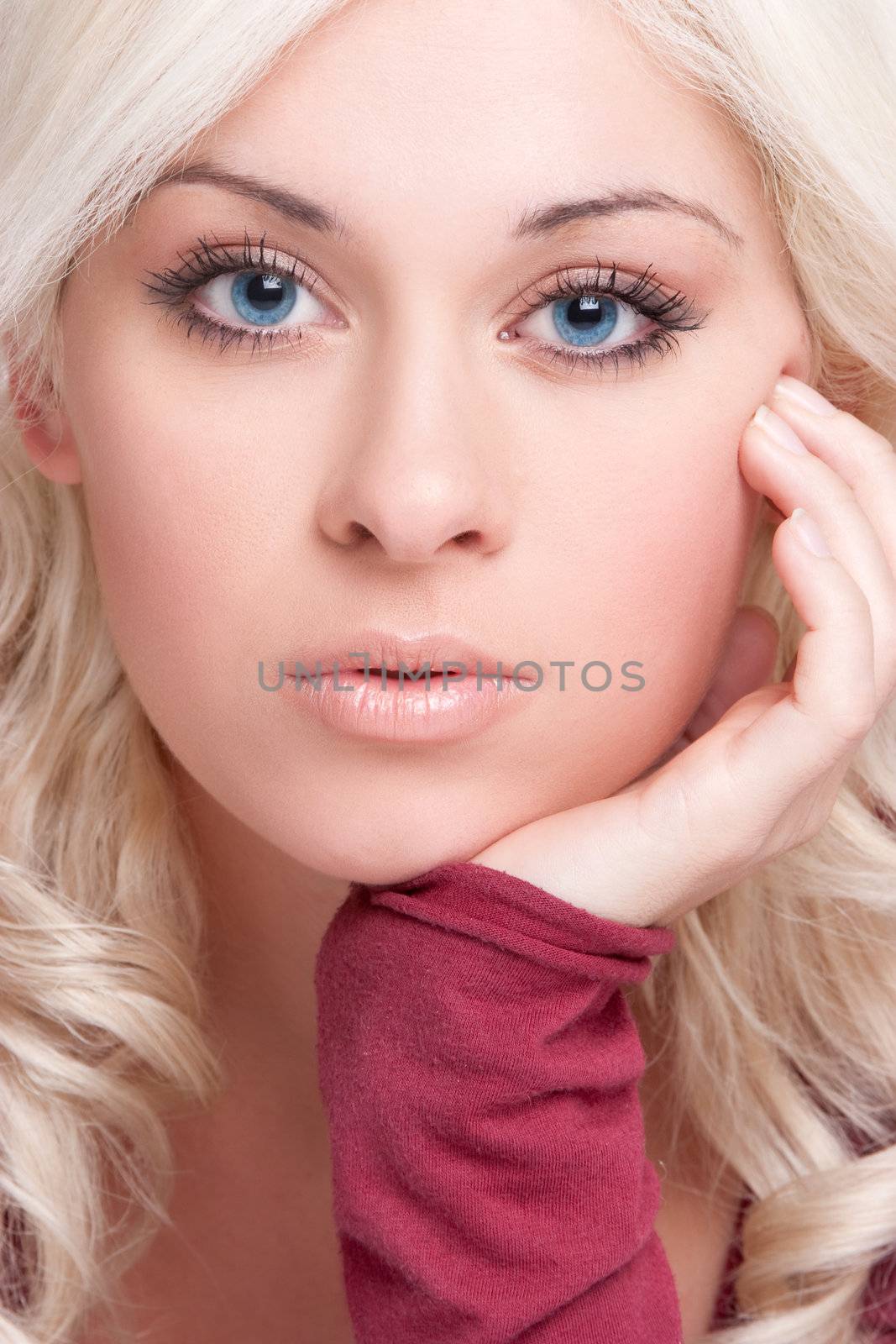 Beautiful blond woman closeup portrait