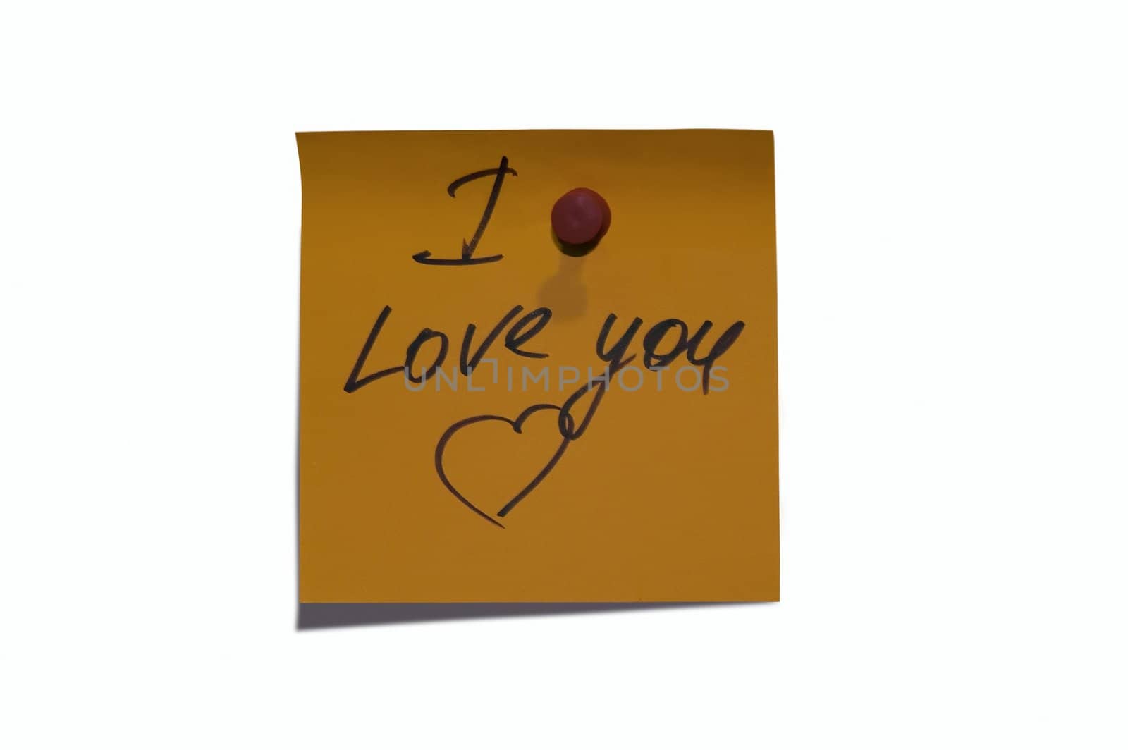Sticky post it note with "I Love You" wording