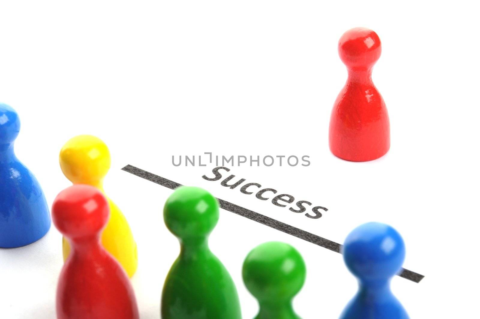 business success or winner concept with pawns on white