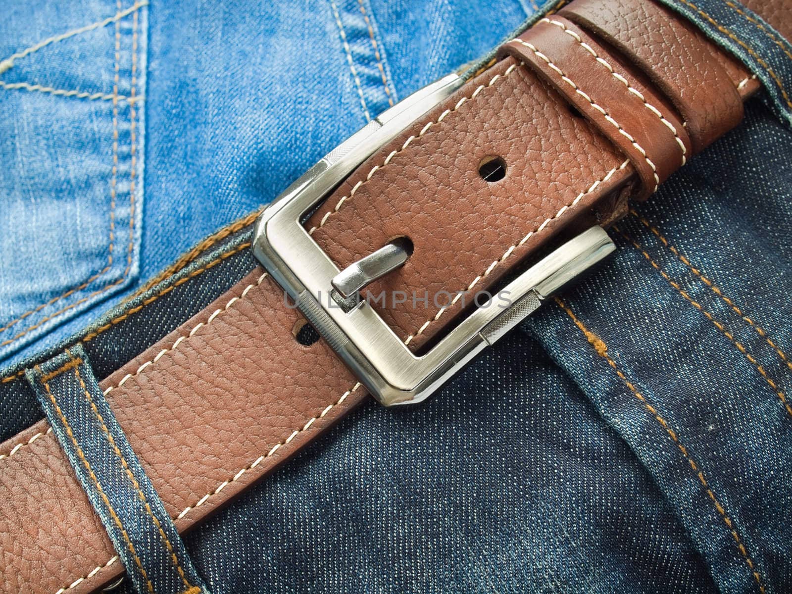 Blue male jeans with leather belt by kvinoz