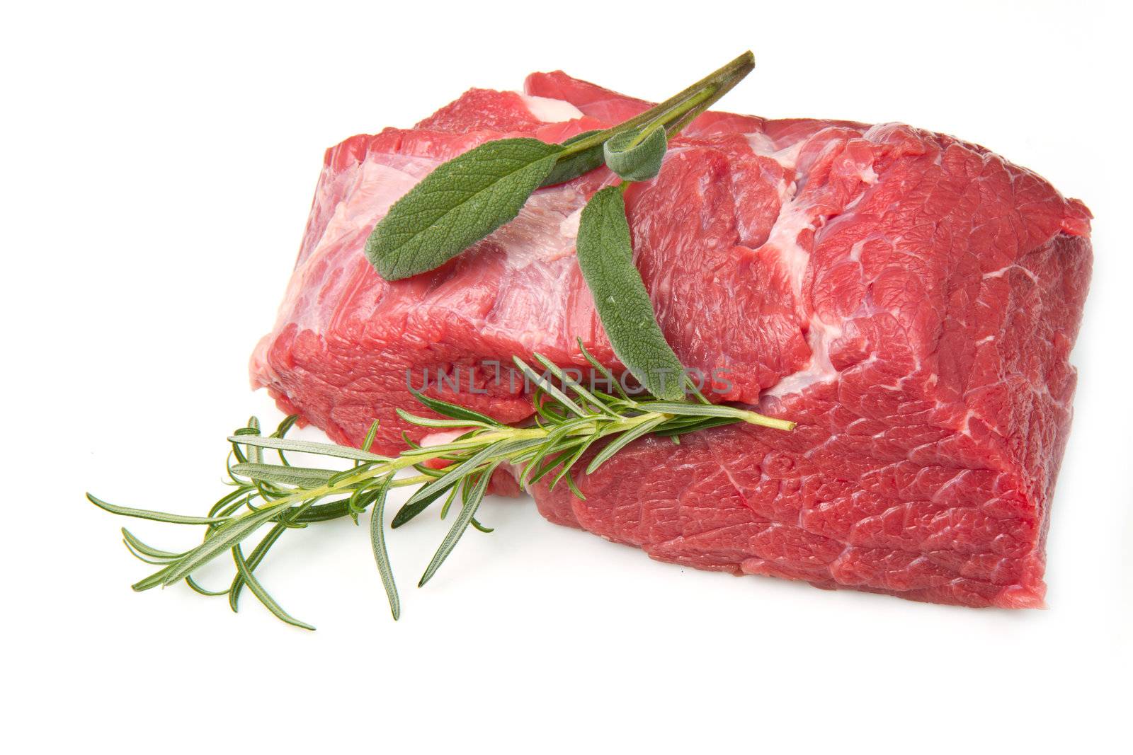 red meat isolated on white background