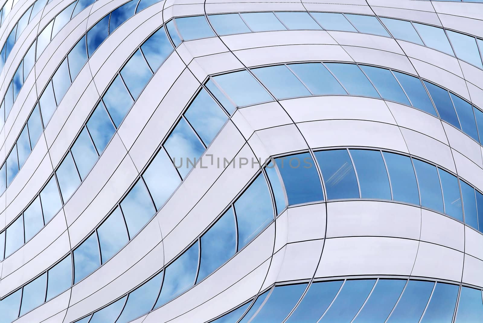 Abstract background of distorted office building walls