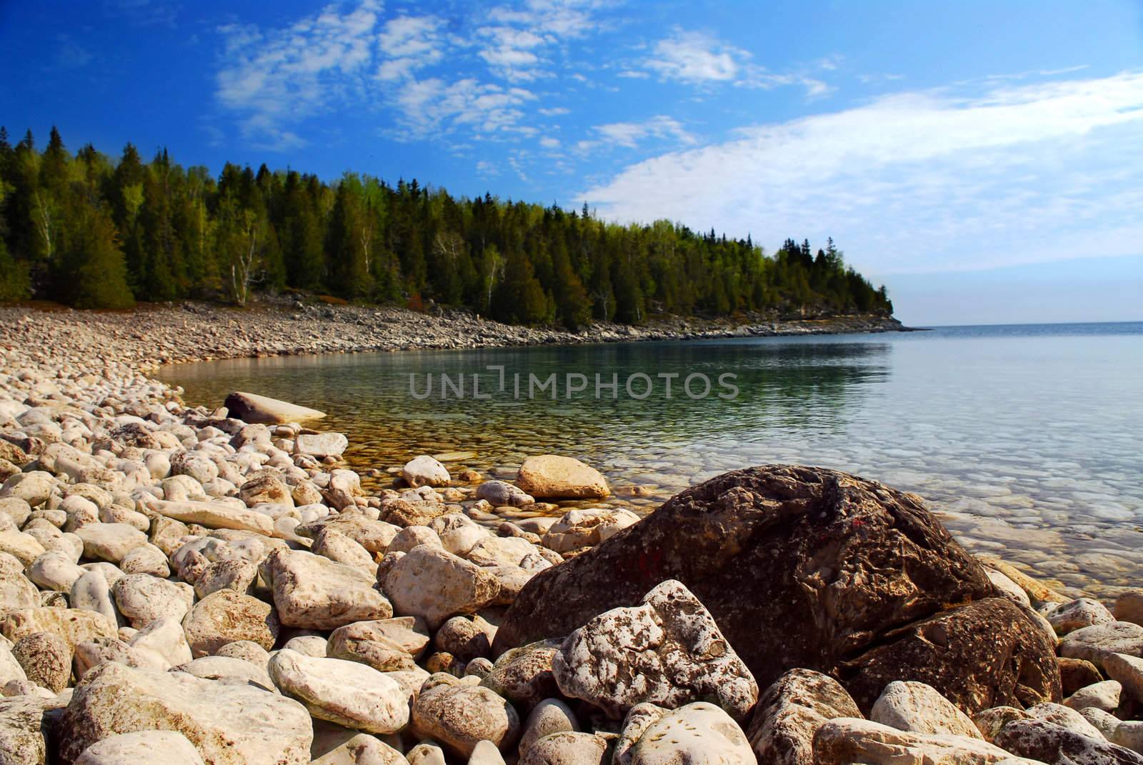 Clear waters of Georgian Bay at Bruce peninsula Ontario Canada