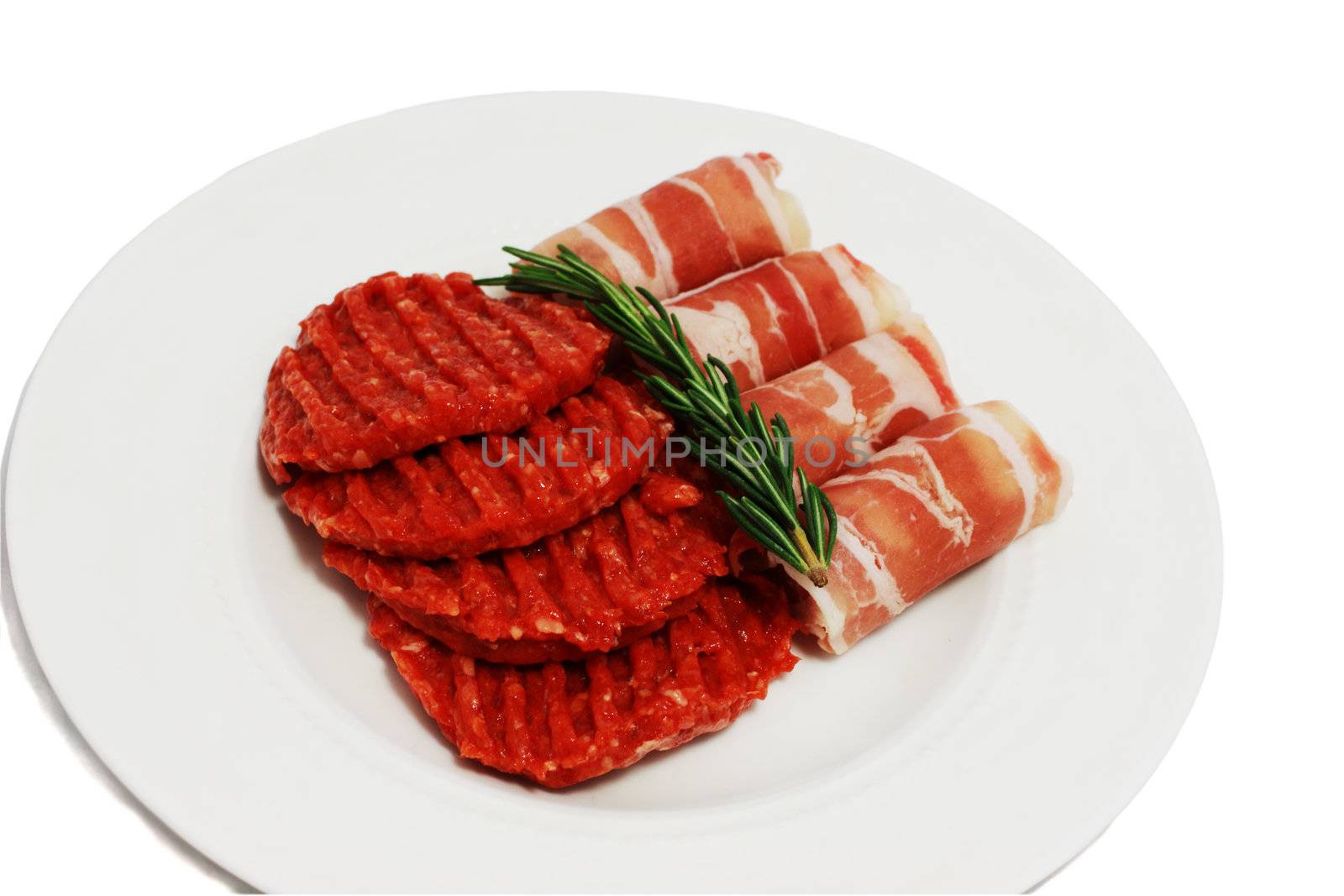 cutlets and rolls made of raw meat for barbecue