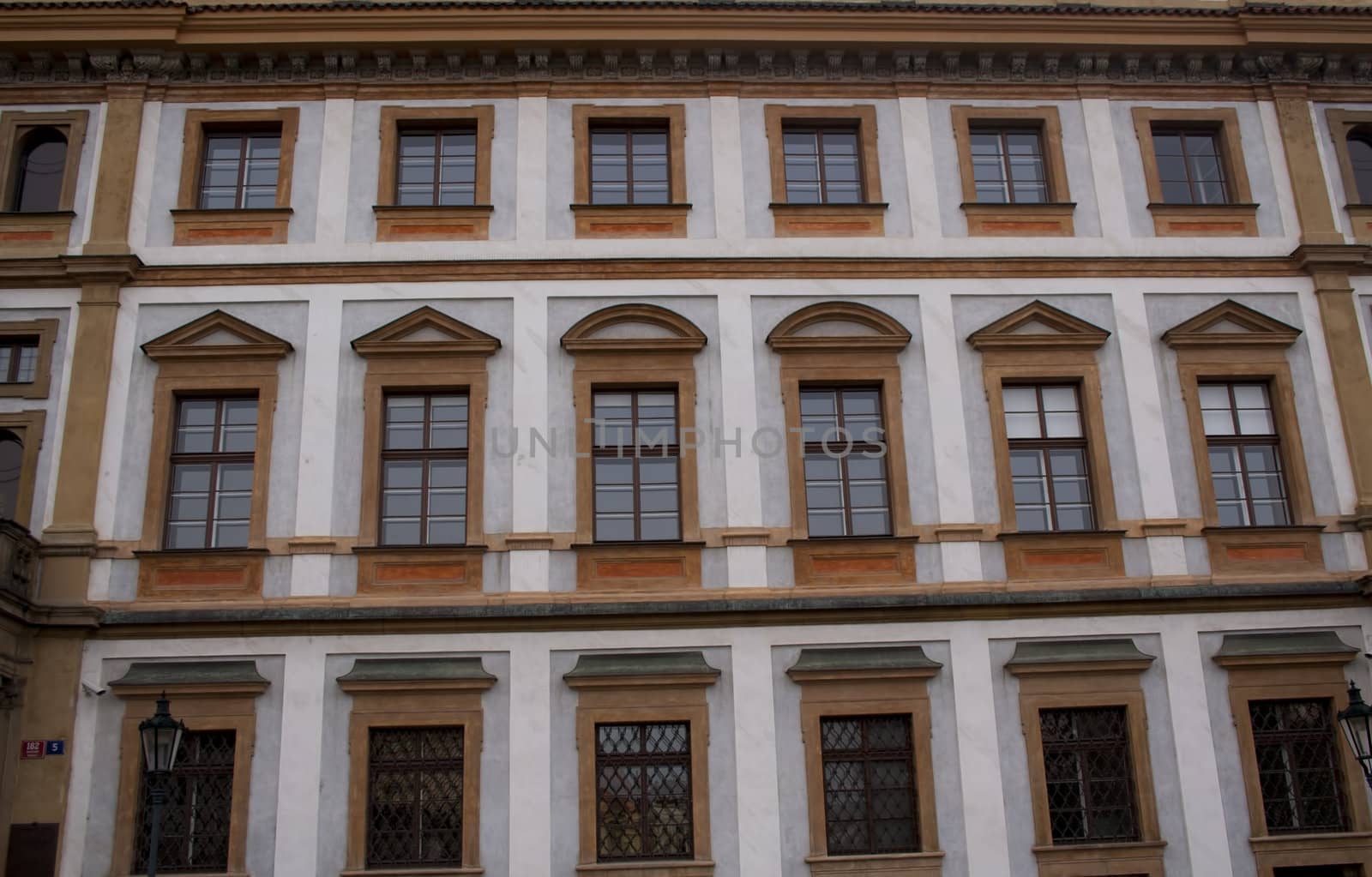 The walls of beautiful homes, windows, design, vintage style. Prague, Czech Republic