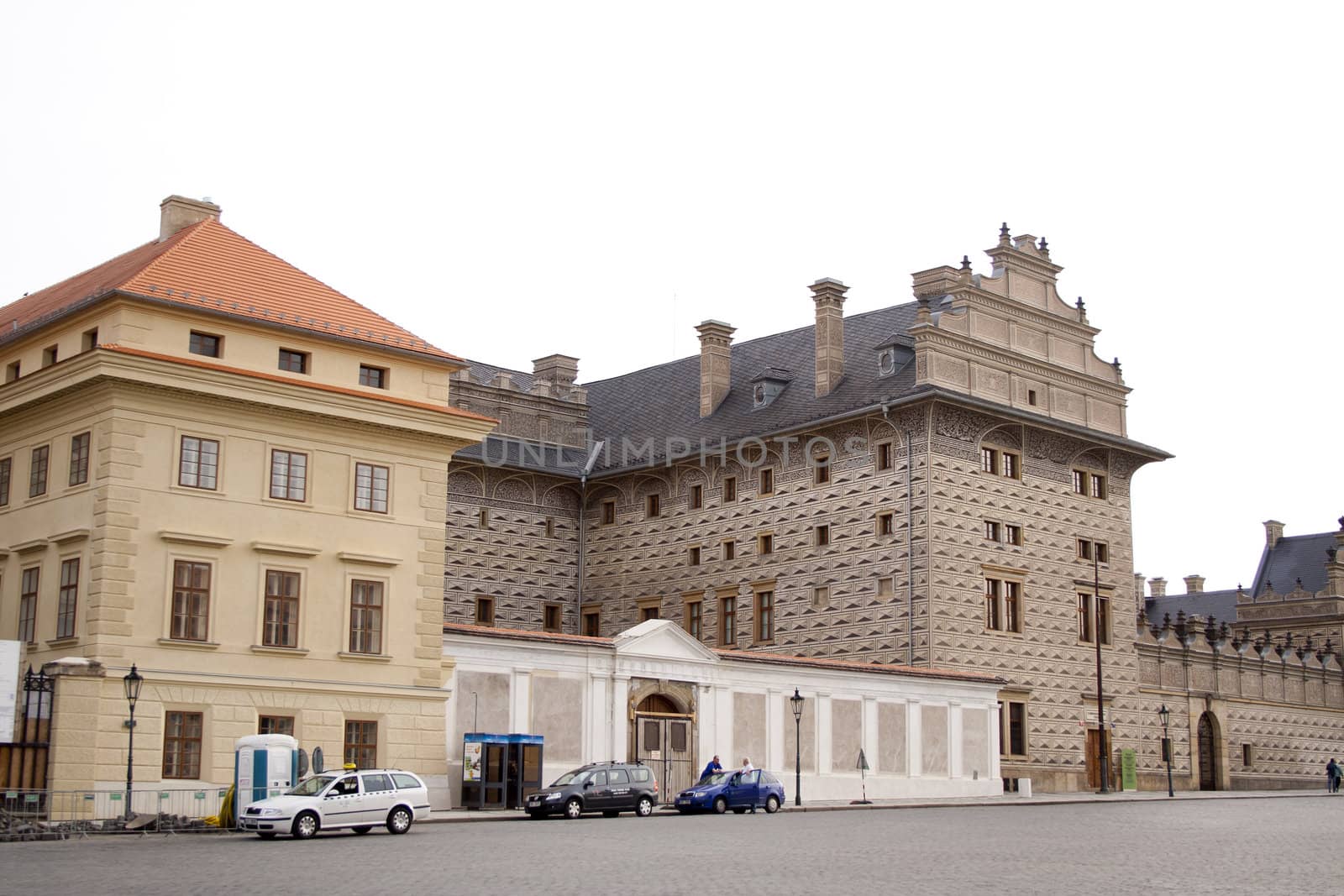 The walls of beautiful homes, windows, design, vintage style. Prague, Czech Republic