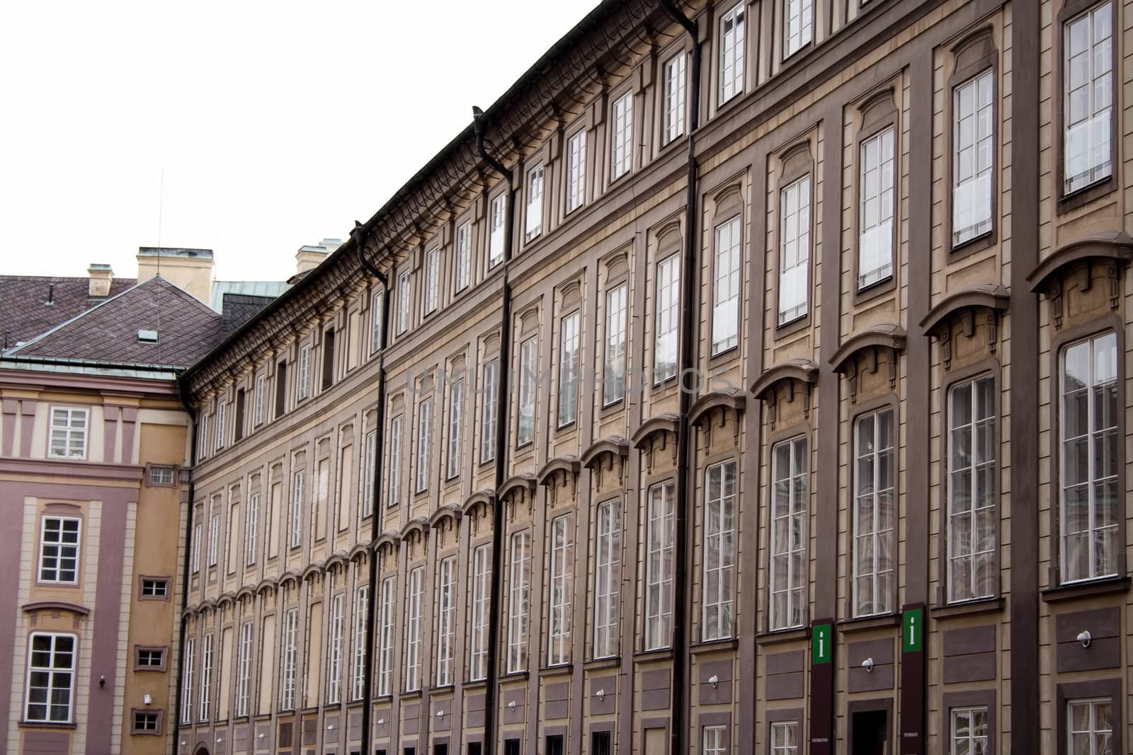 The walls of beautiful homes, windows, design, vintage style. Prague, Czech Republic