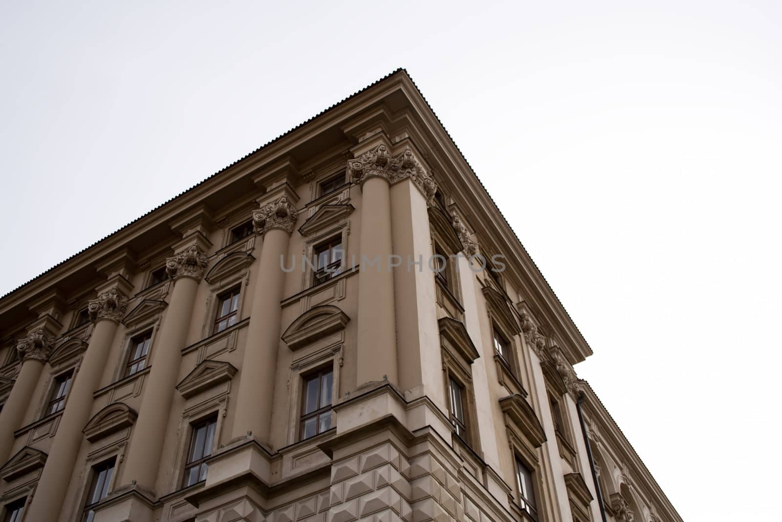 The walls of beautiful homes, windows, design, vintage style. Prague, Czech Republic