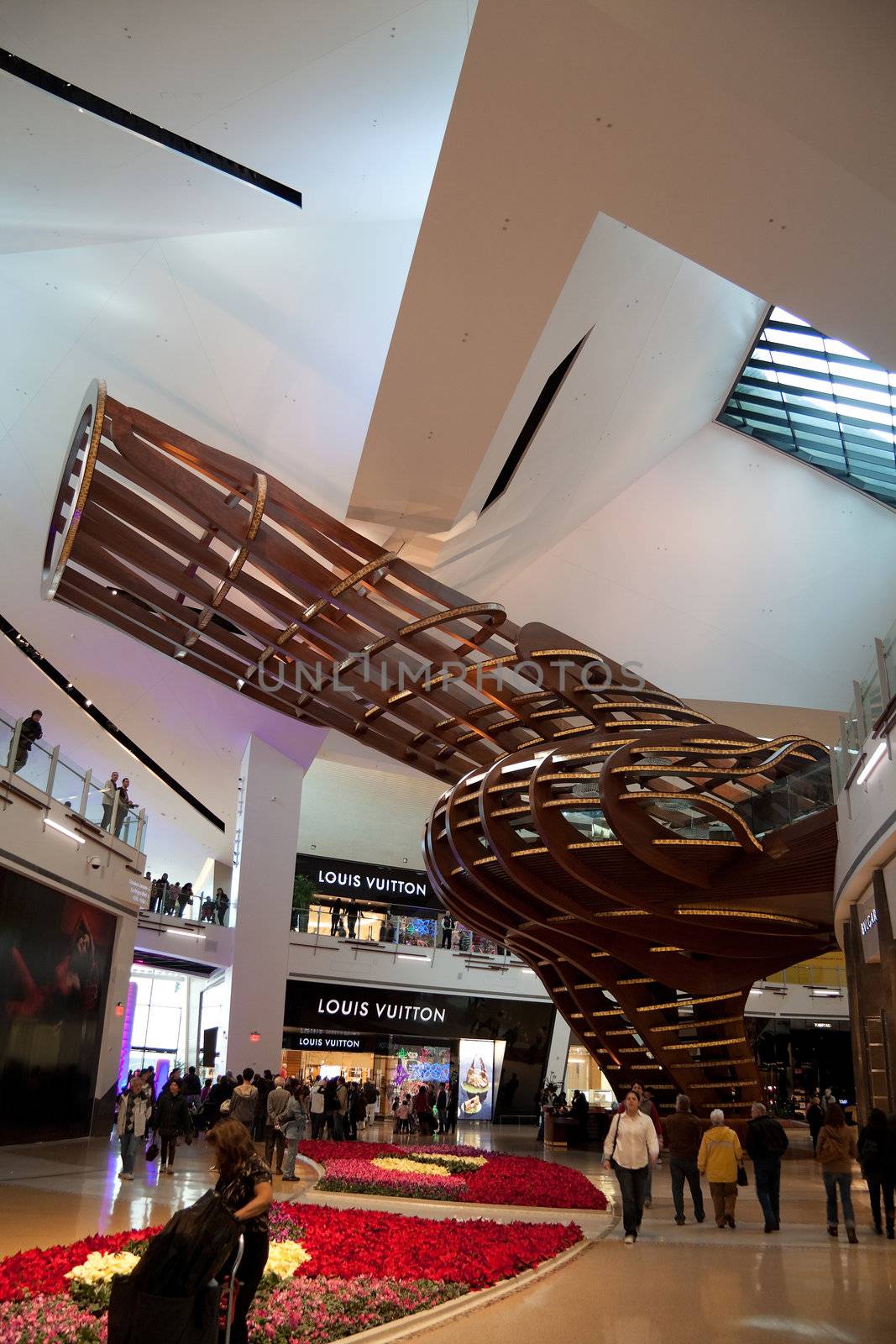 December 30th, 2009 - Las Vegas, Nevada, USA - The Crystals shopping mall at City Center by Daniel Libeskind.  The wooden structure was one of the main features of the mall and is located by the flagship Louis Vuitton store.