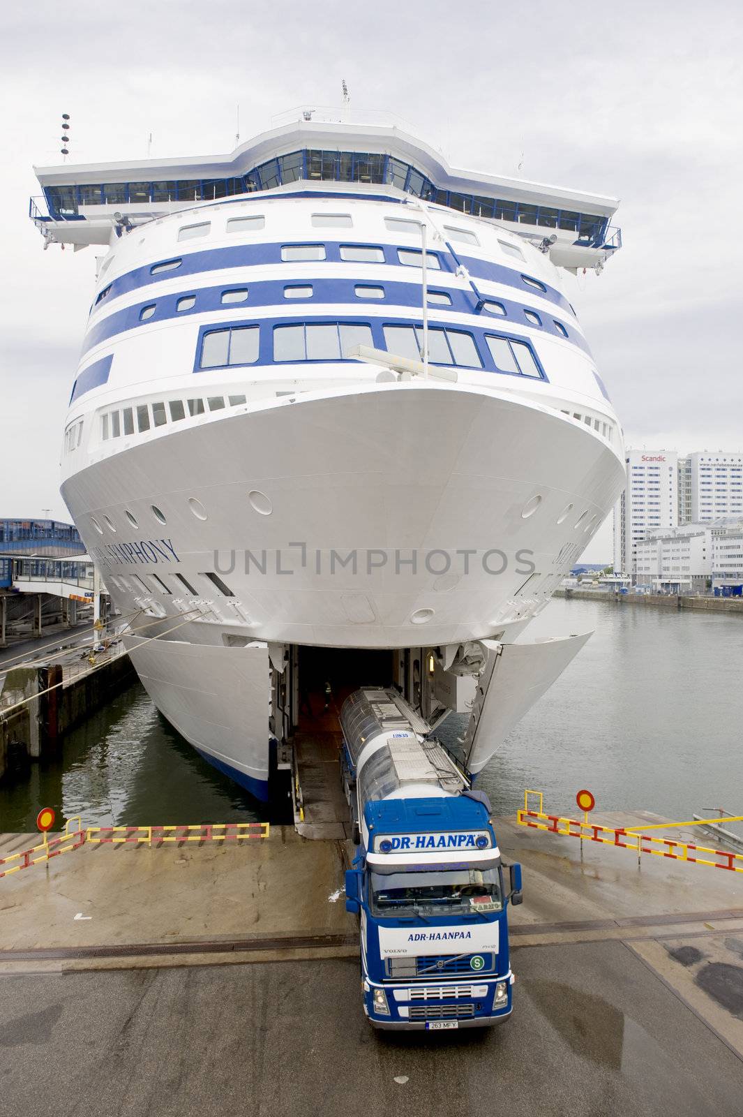 Ship transportation truck in Stockholm port,Sweden