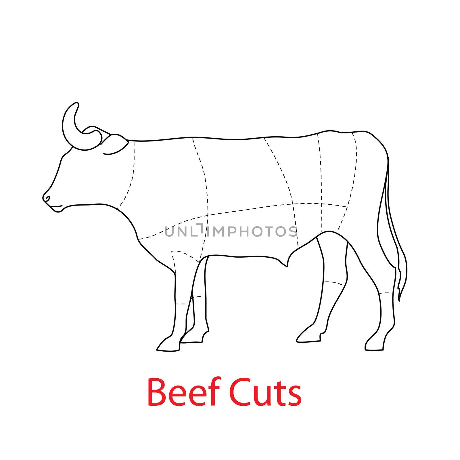 Scheme of the template - beef cuts.