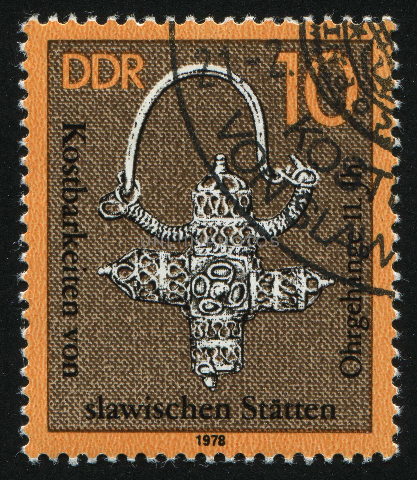 GERMANY- CIRCA 1978: stamp printed by Germany, shows Archaeological Artifacts: Earring Century, circa 1978.
