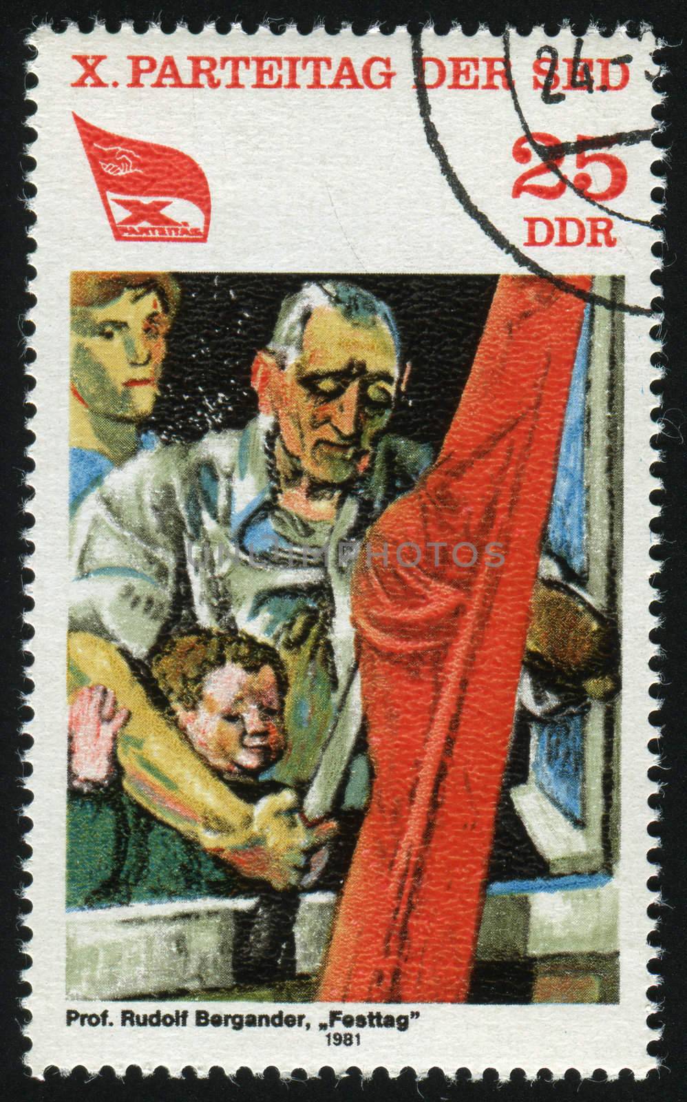 GERMANY- CIRCA 1981: stamp printed by Germany, shows Festivities, by Rudolf Bergander, circa 1981.