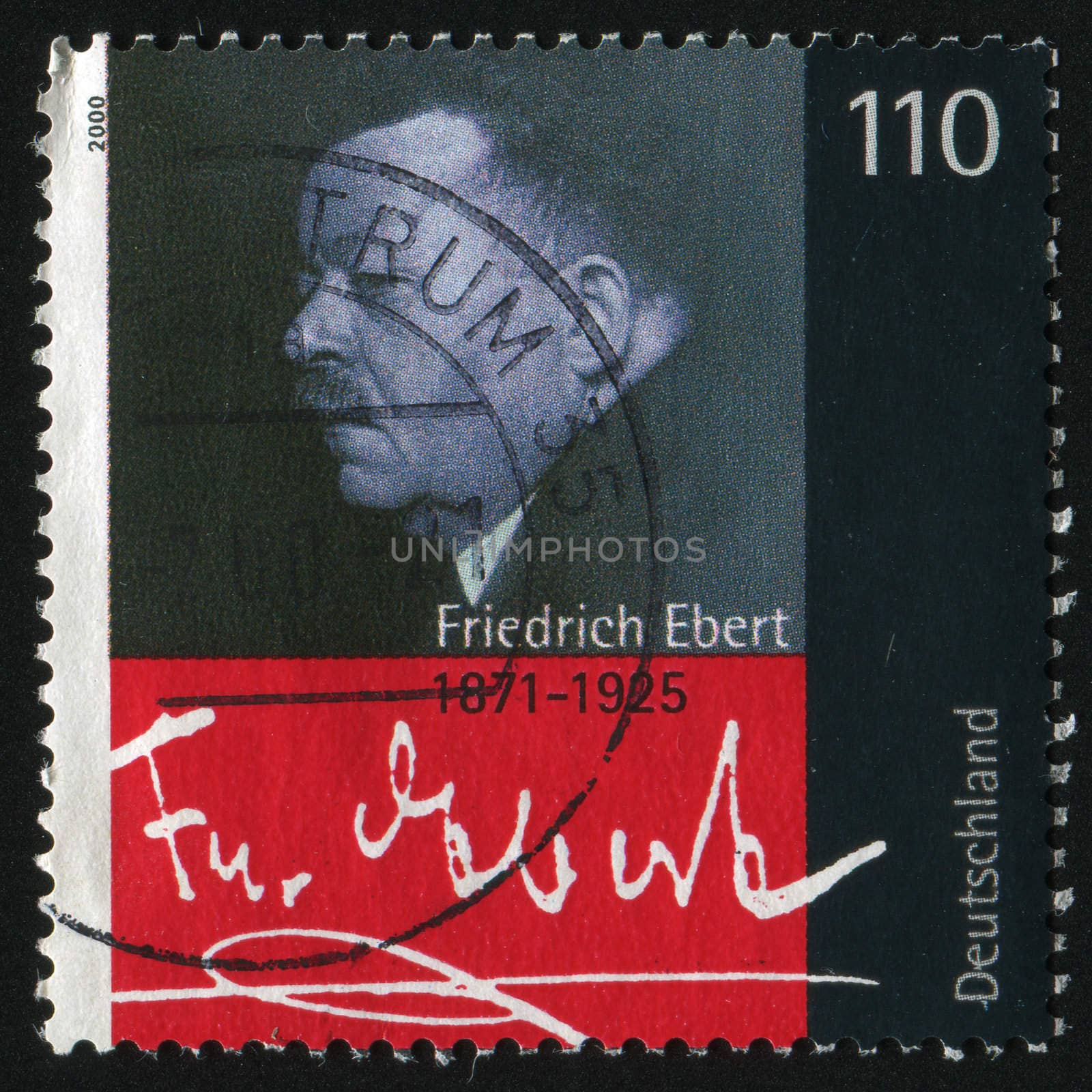 GERMANY- CIRCA 2000: stamp printed by Germany, shows Friedrich Ebert , President of German Reich, circa 2000.