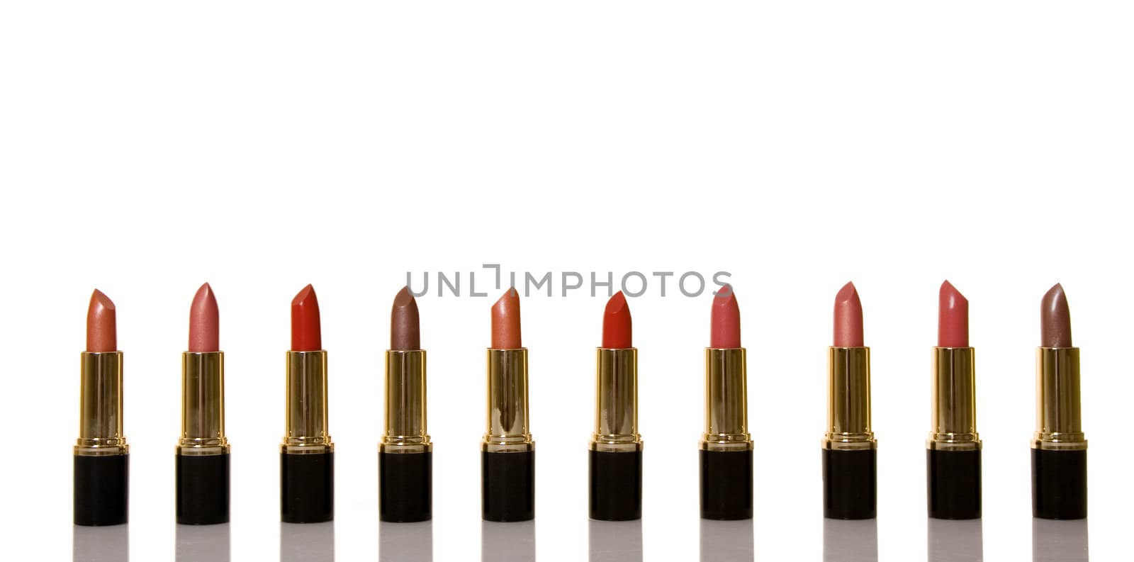 glamor shiny lipsticks isolated on white background