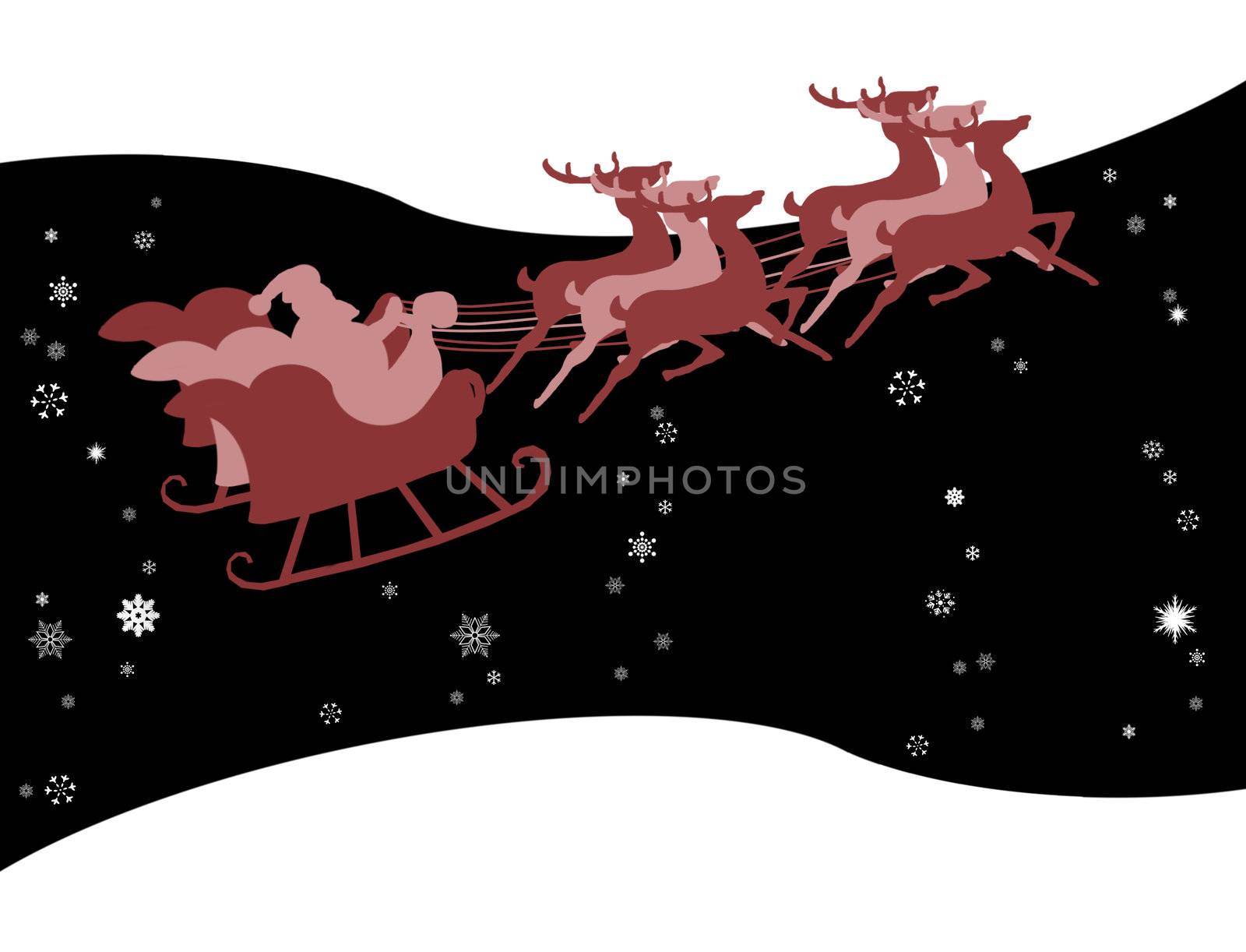 Santa Claus in his sleigh with snow  by pixbox77