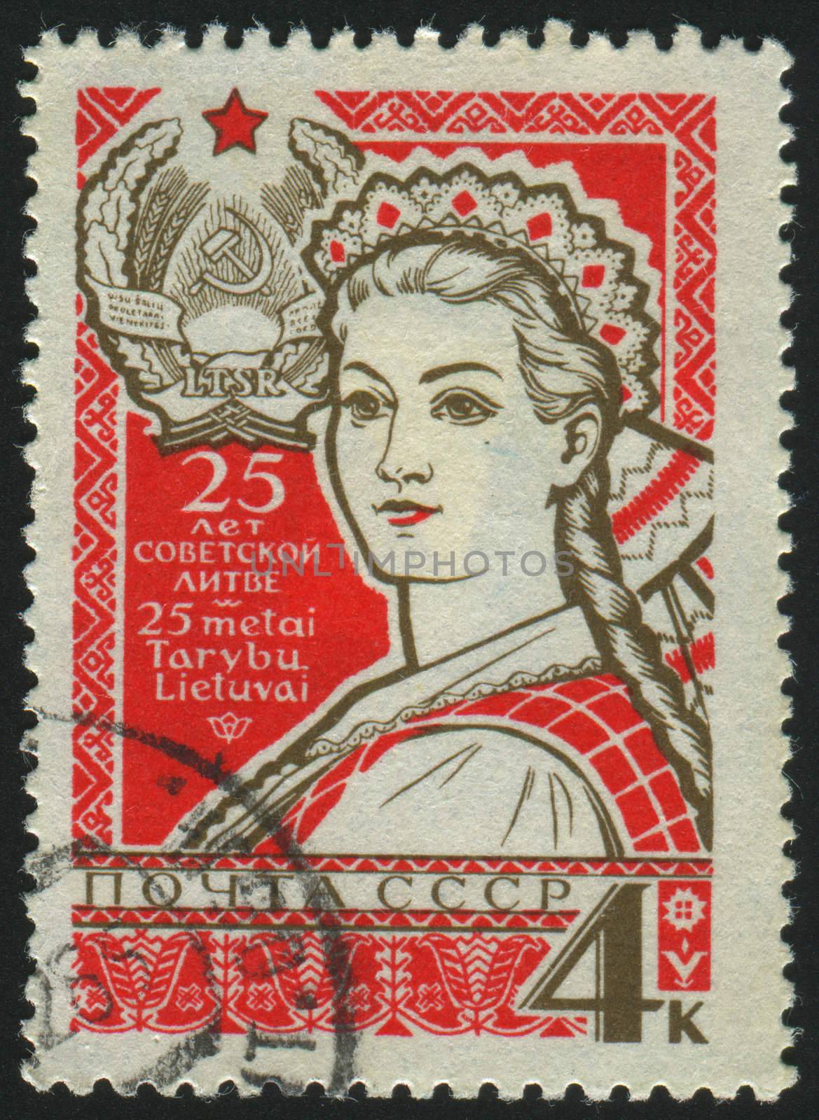 RUSSIA - CIRCA 1965: stamp printed by Russia, shows woman, circa 1965.
