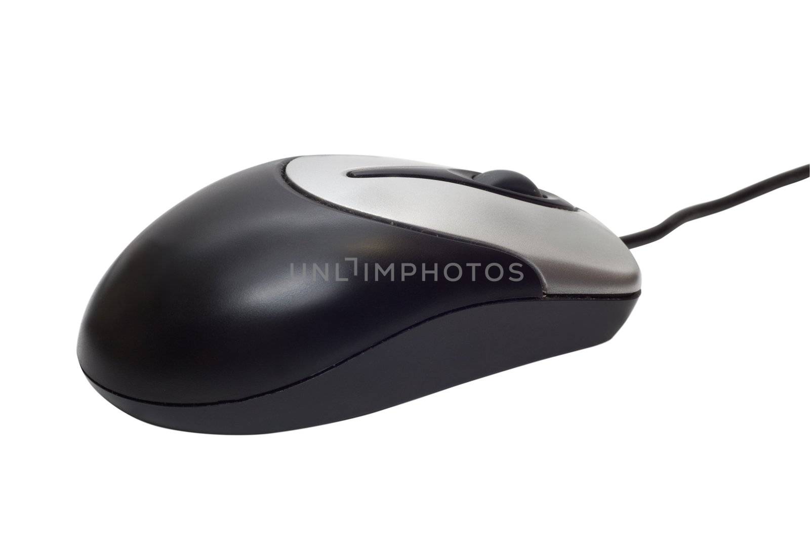 Pc grey optical mouse on white background