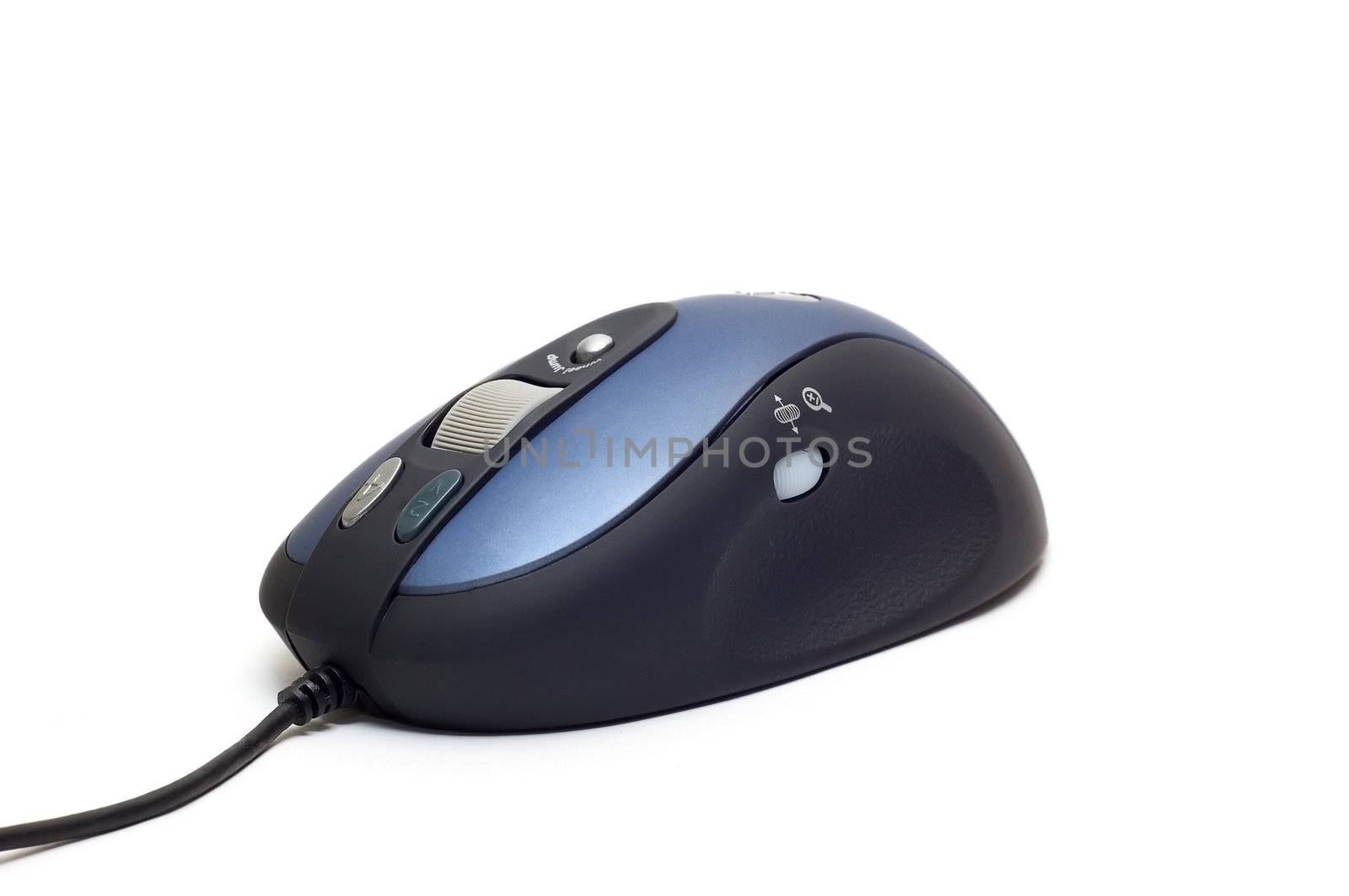 Computer modern laser mouse in isolated background